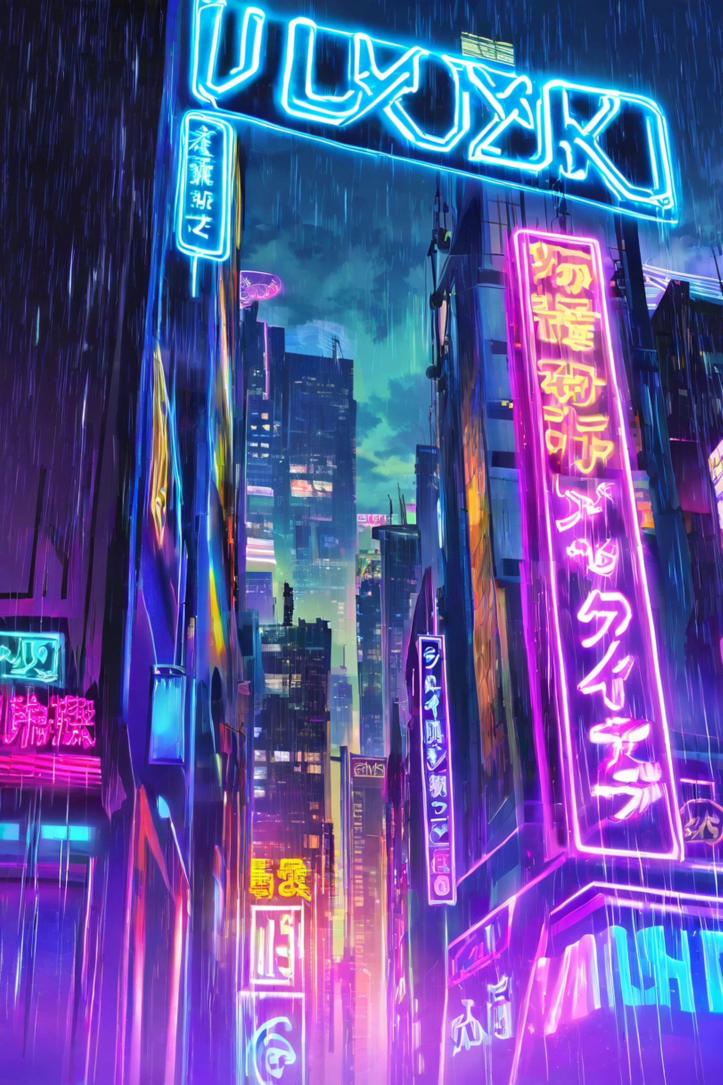 Cyberpunk Neon Rain lofi wallpaper