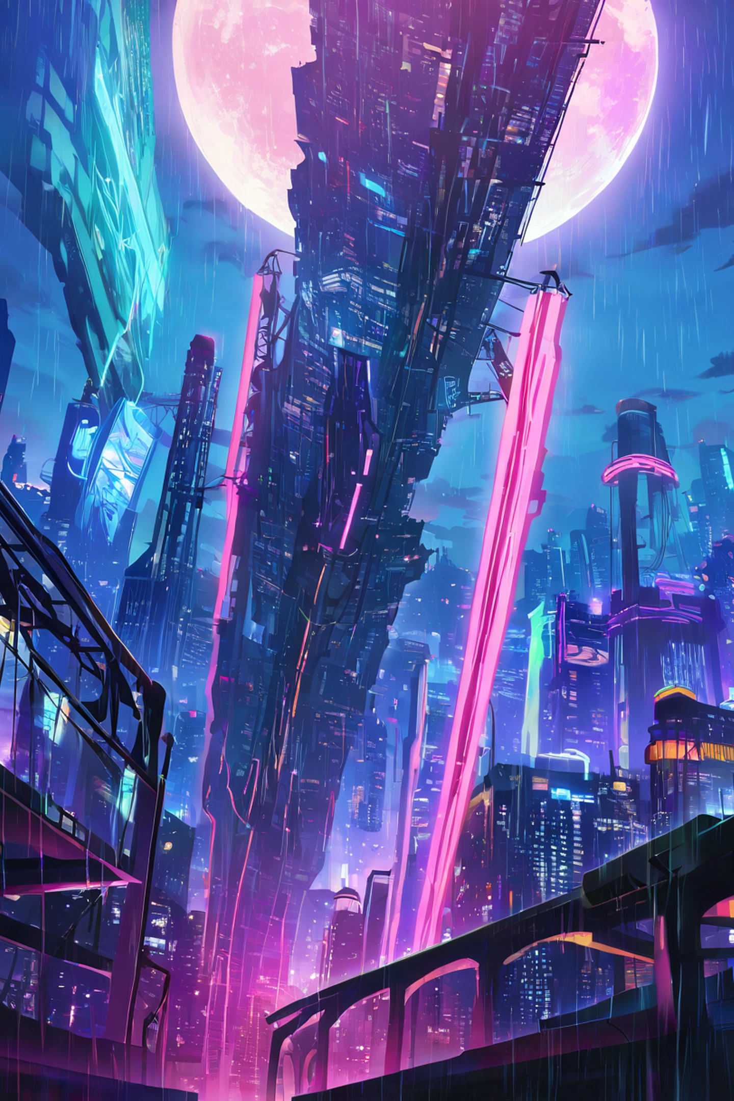 Cyberpunk Rooftop lofi wallpaper