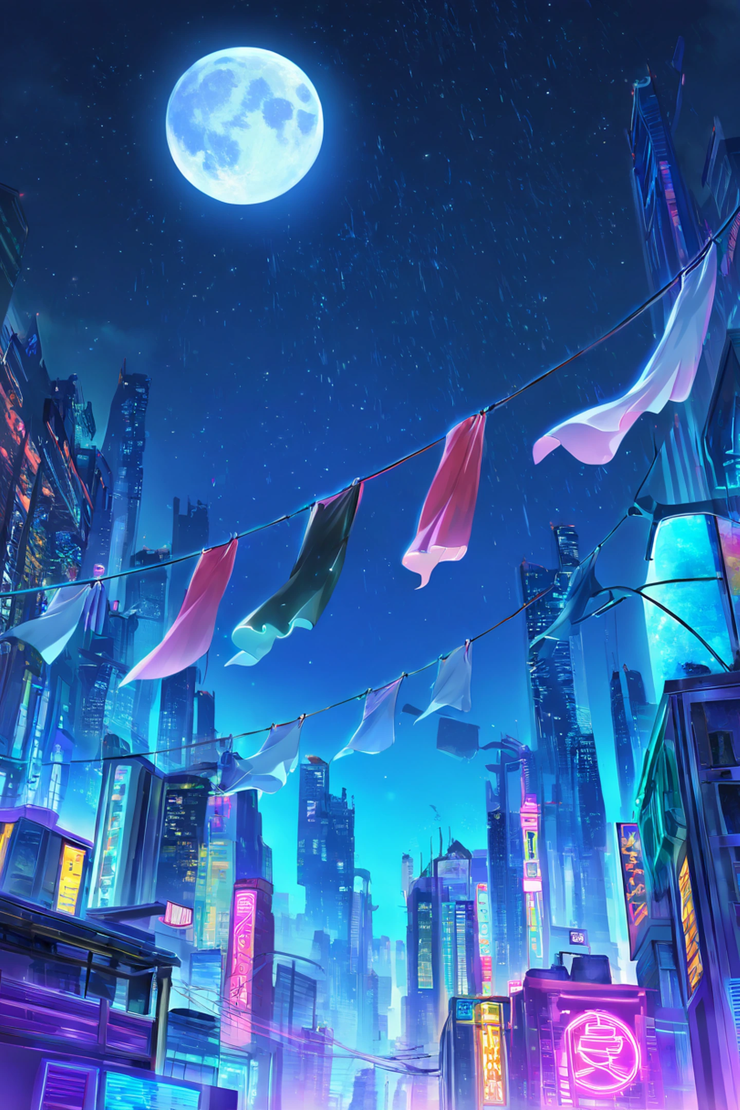 Cyberpunk Rooftop lofi wallpaper