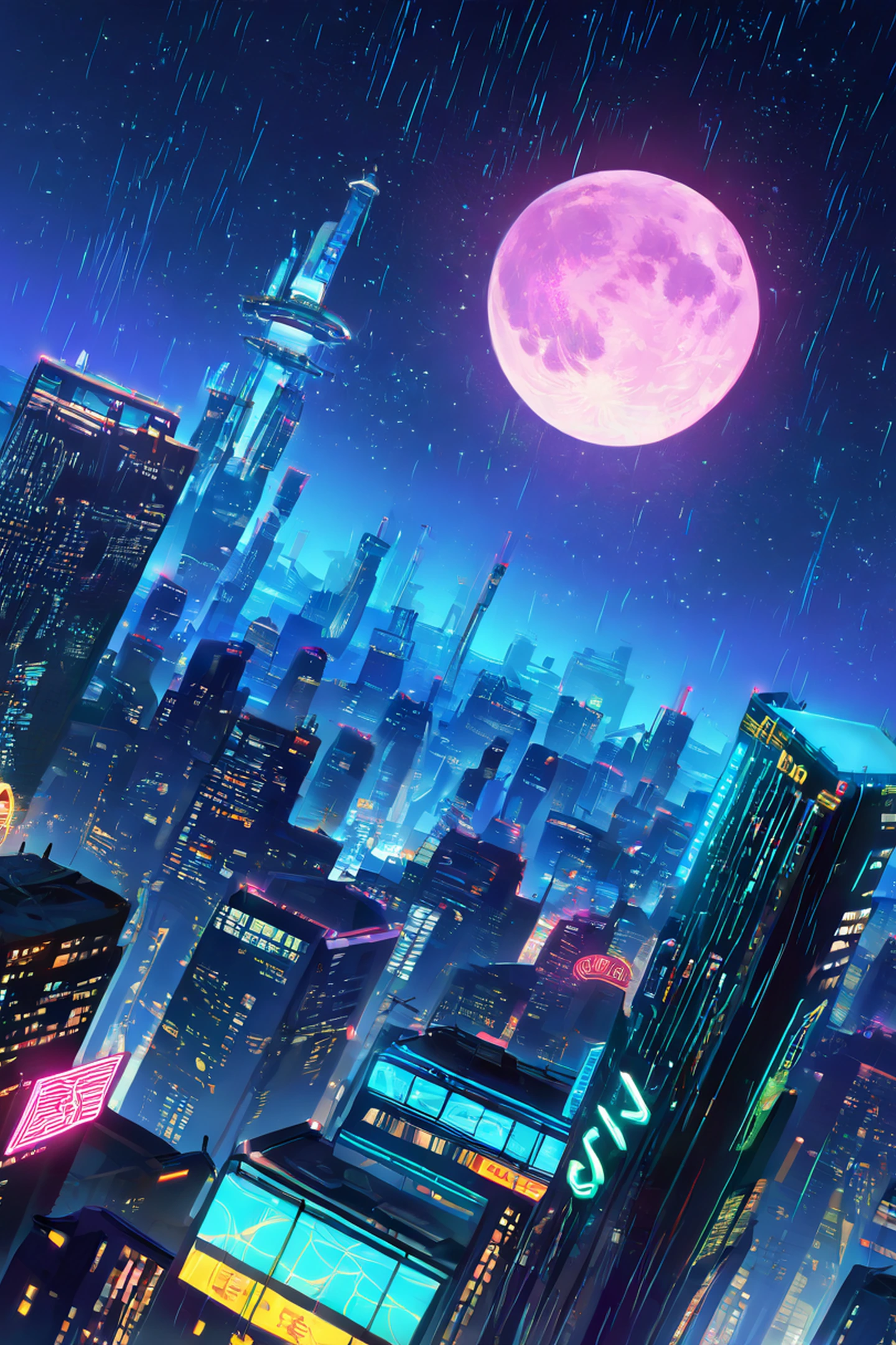 Cyberpunk Rooftop lofi wallpaper