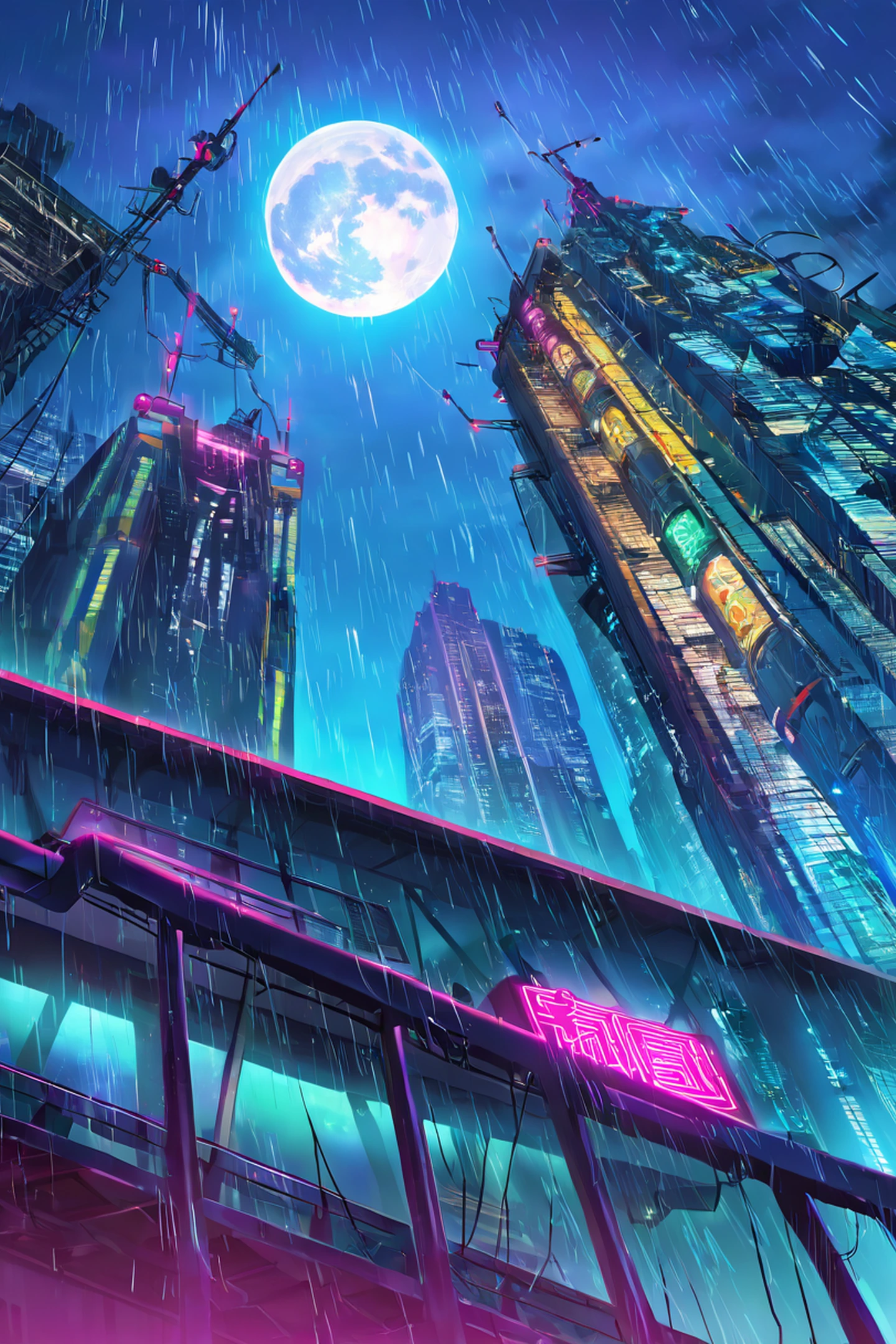 Cyberpunk Rooftop lofi wallpaper