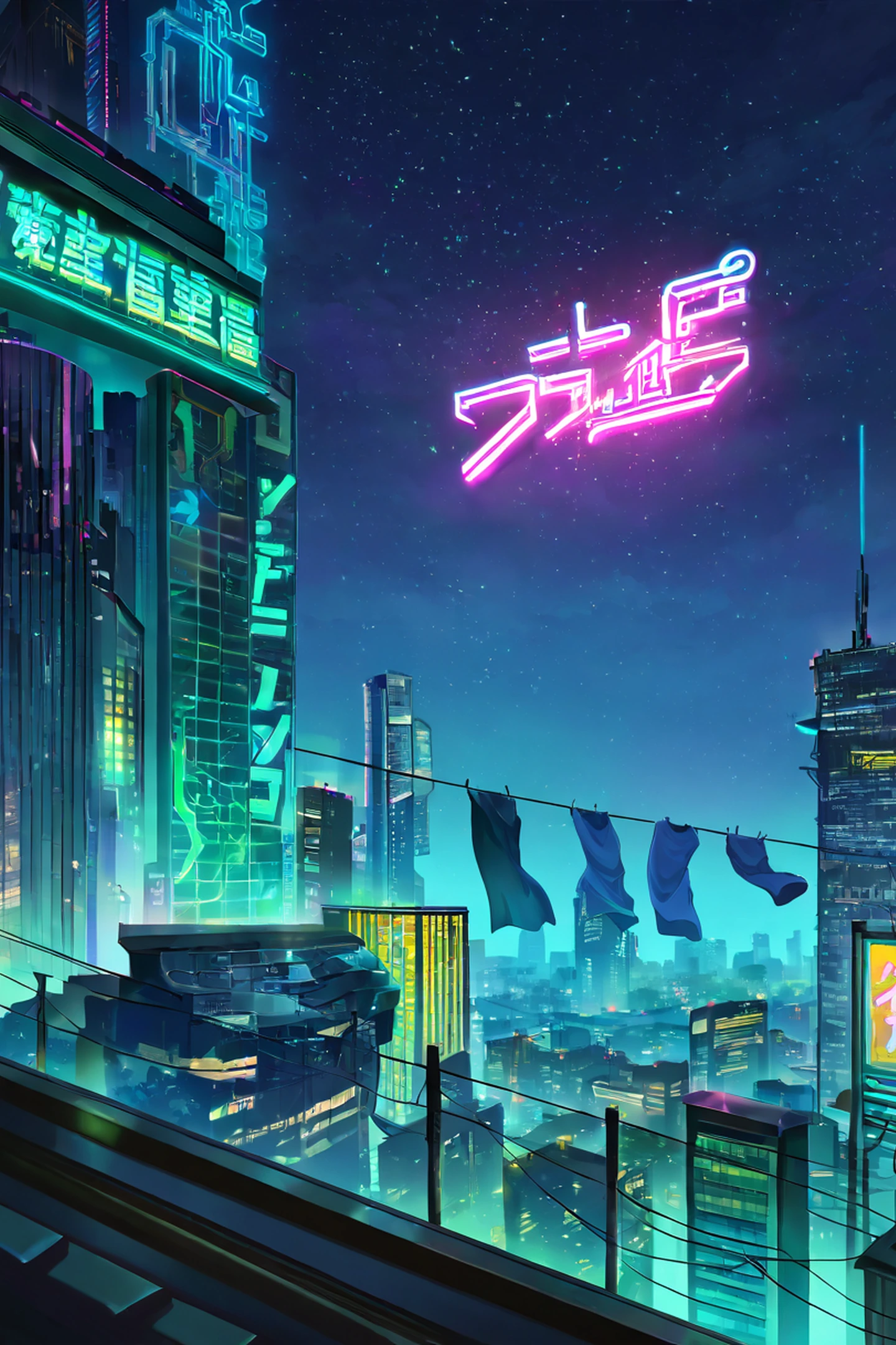 Cyberpunk Rooftop lofi wallpaper