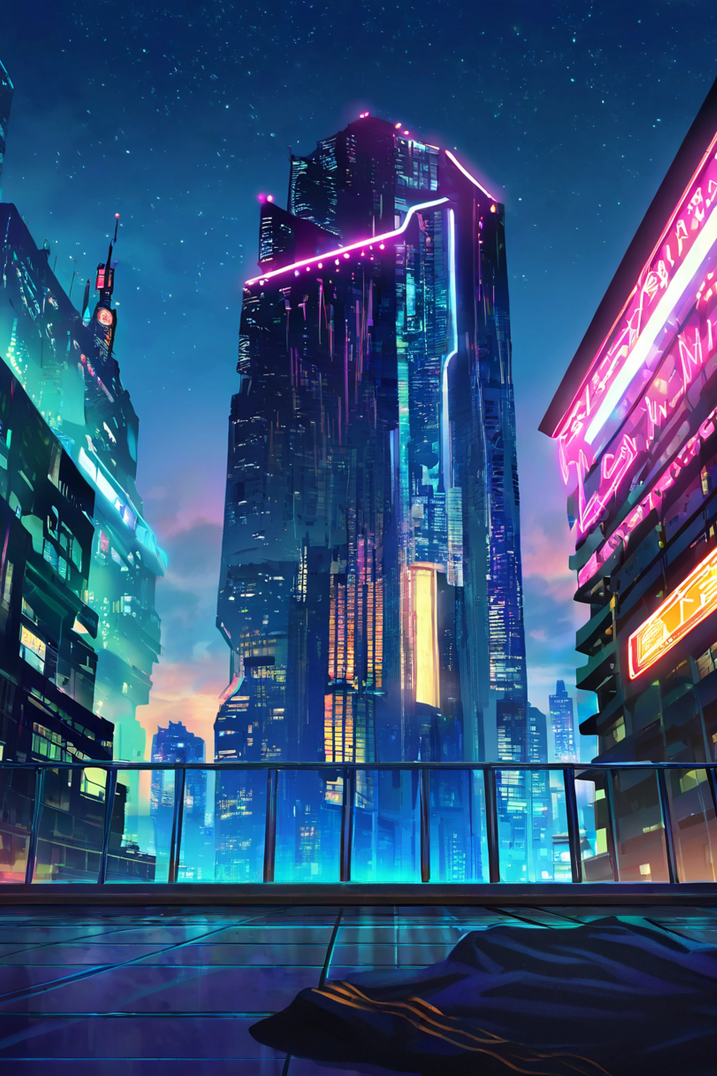Cyberpunk Rooftop lofi wallpaper