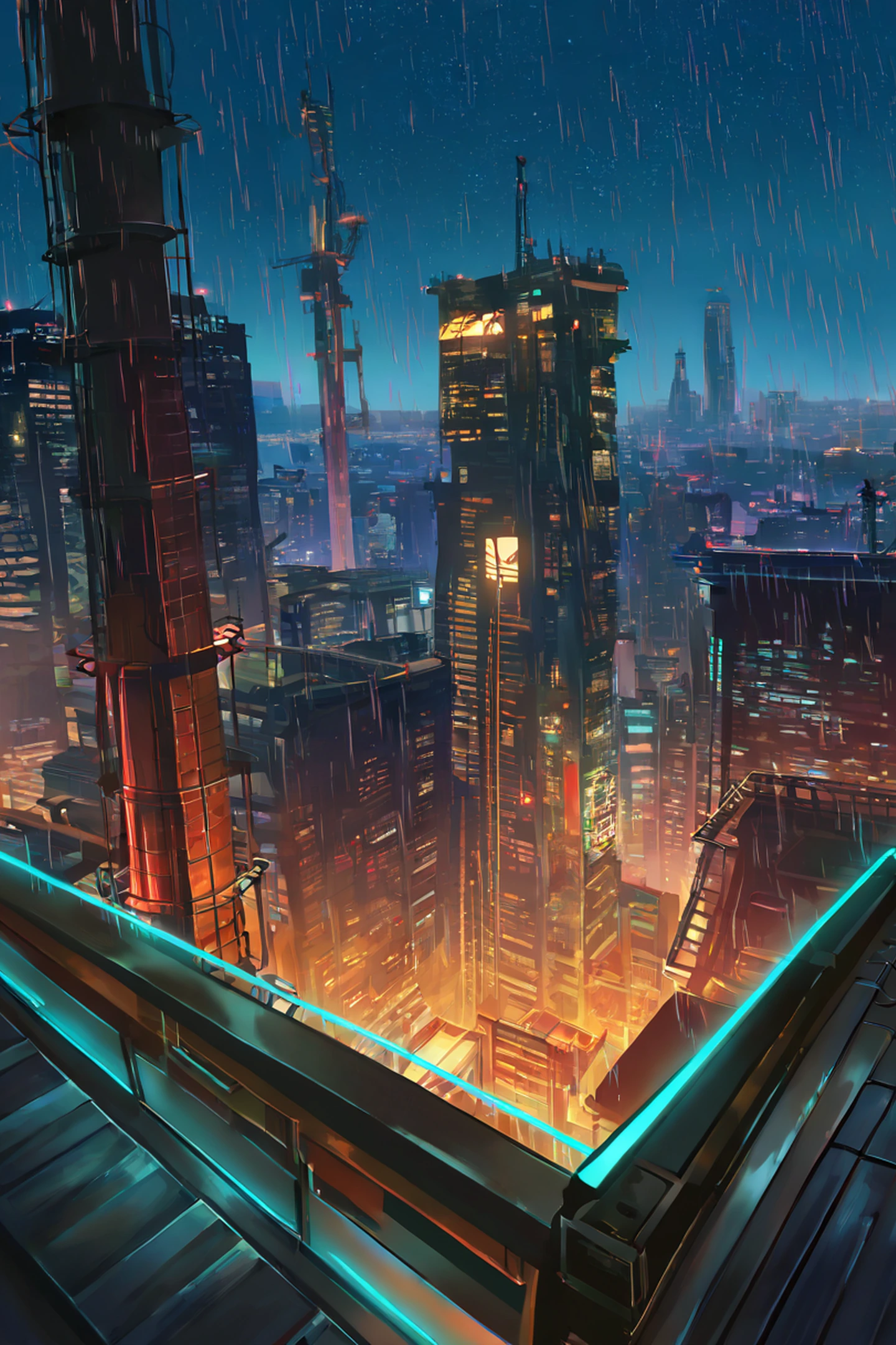 Cyberpunk Rooftop lofi wallpaper