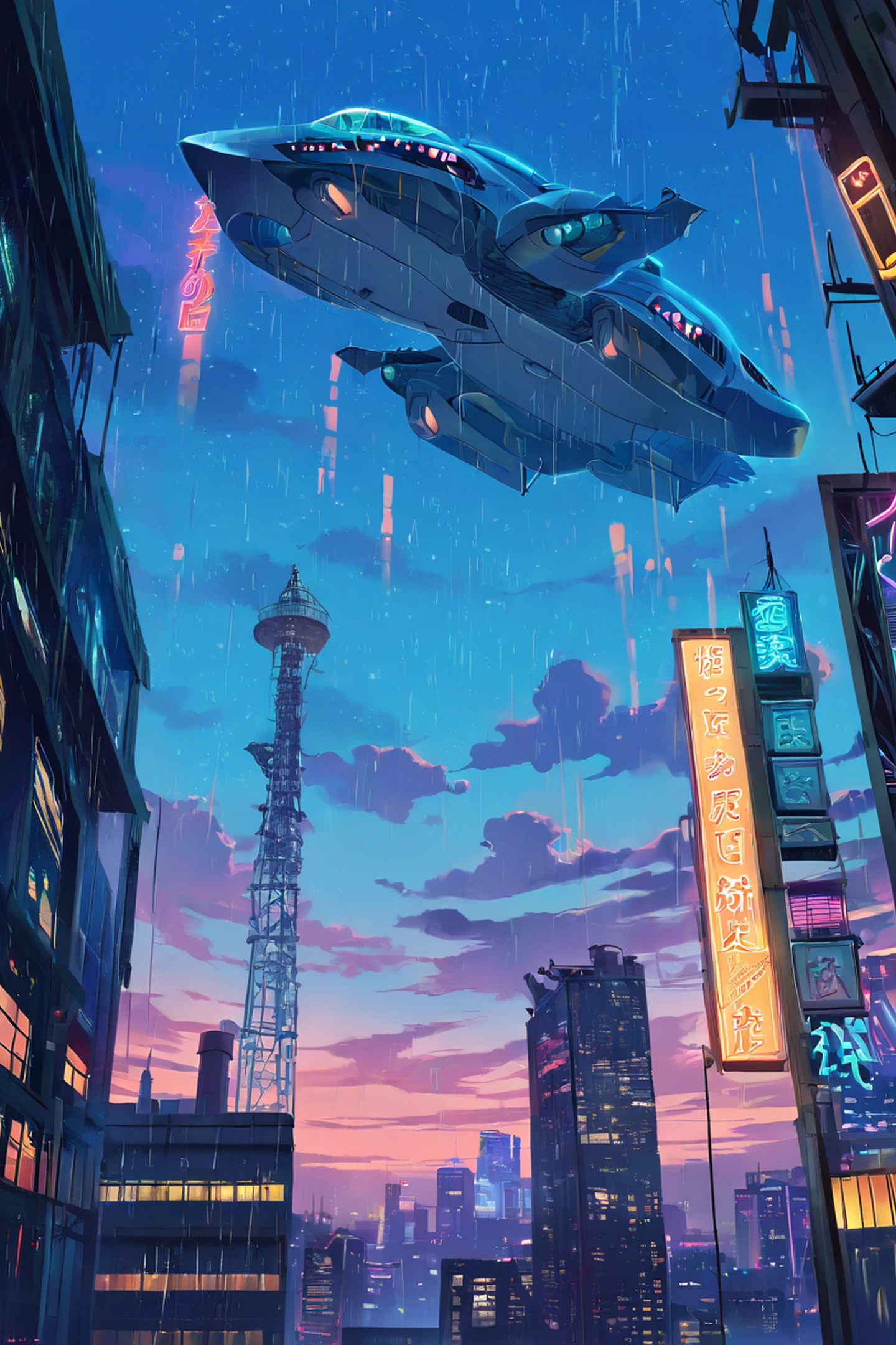 Cyberpunk Rooftop lofi wallpaper