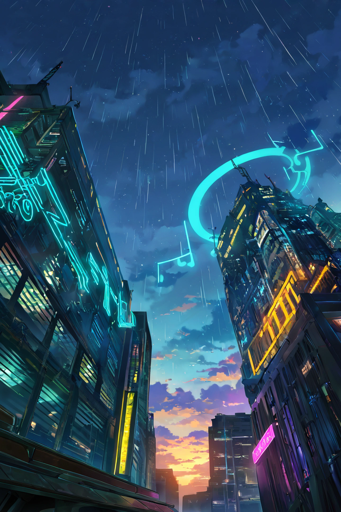 Cyberpunk Rooftop lofi wallpaper