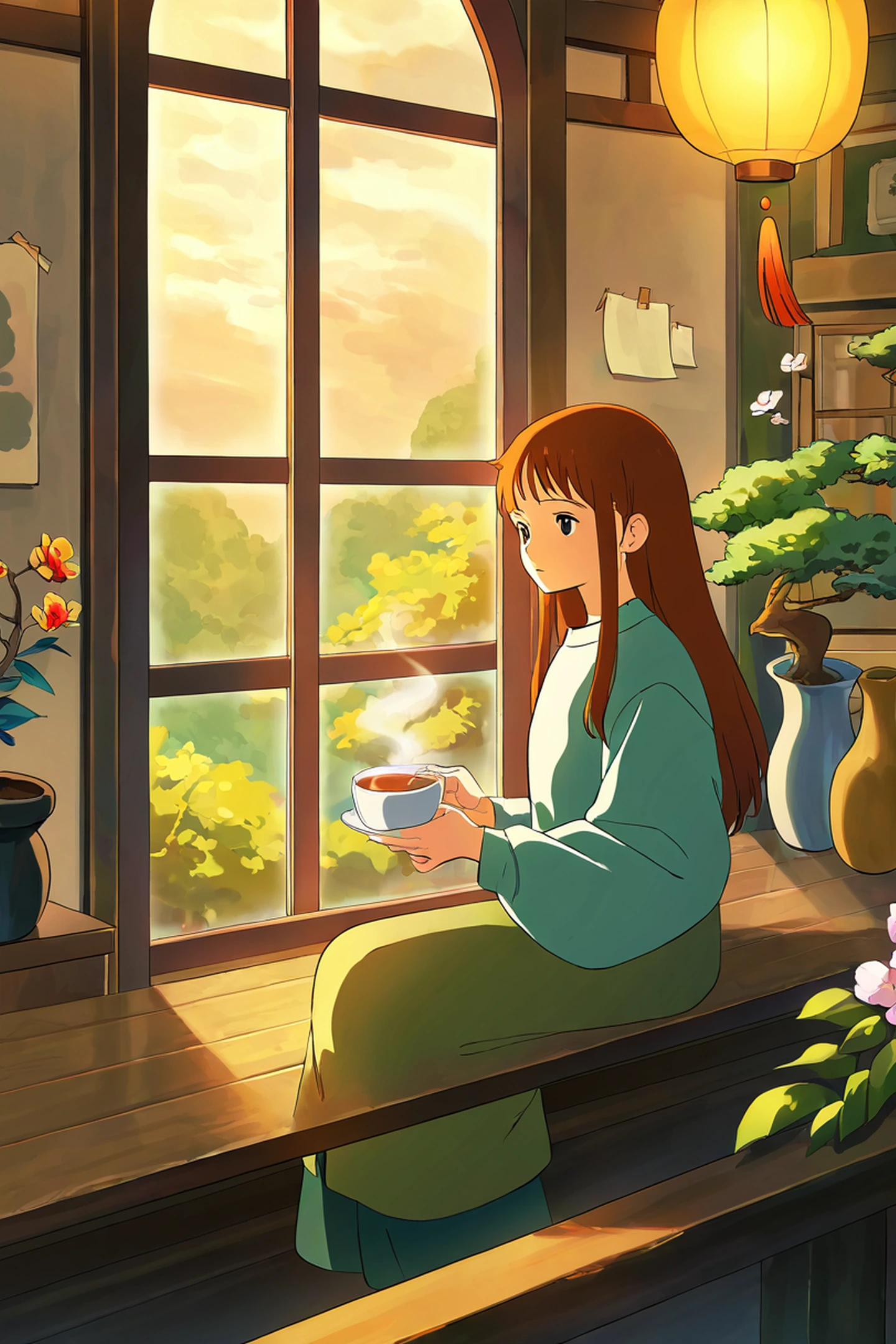 Girl Cafe Japan lofi wallpaper