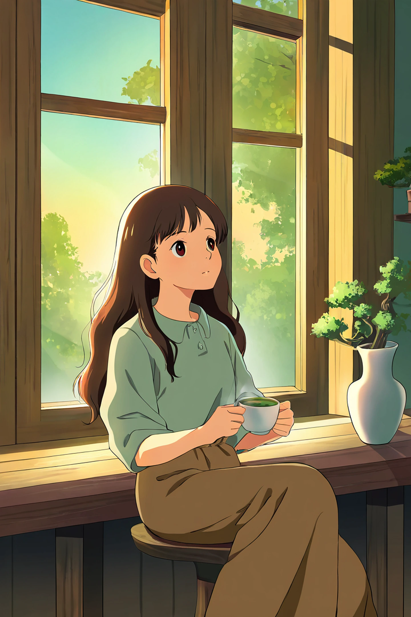 Girl Cafe Japan lofi wallpaper
