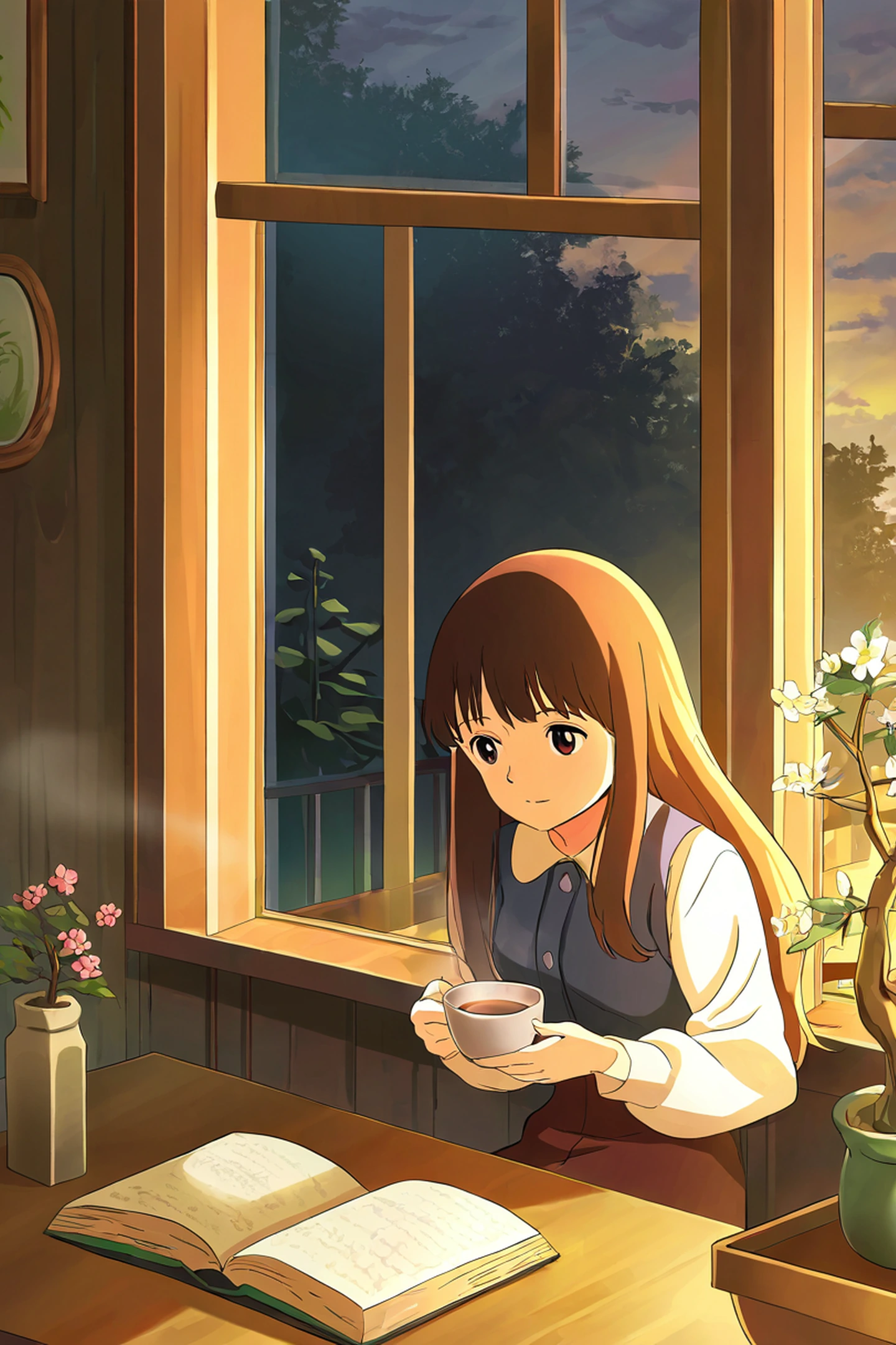 Girl Cafe Japan lofi wallpaper