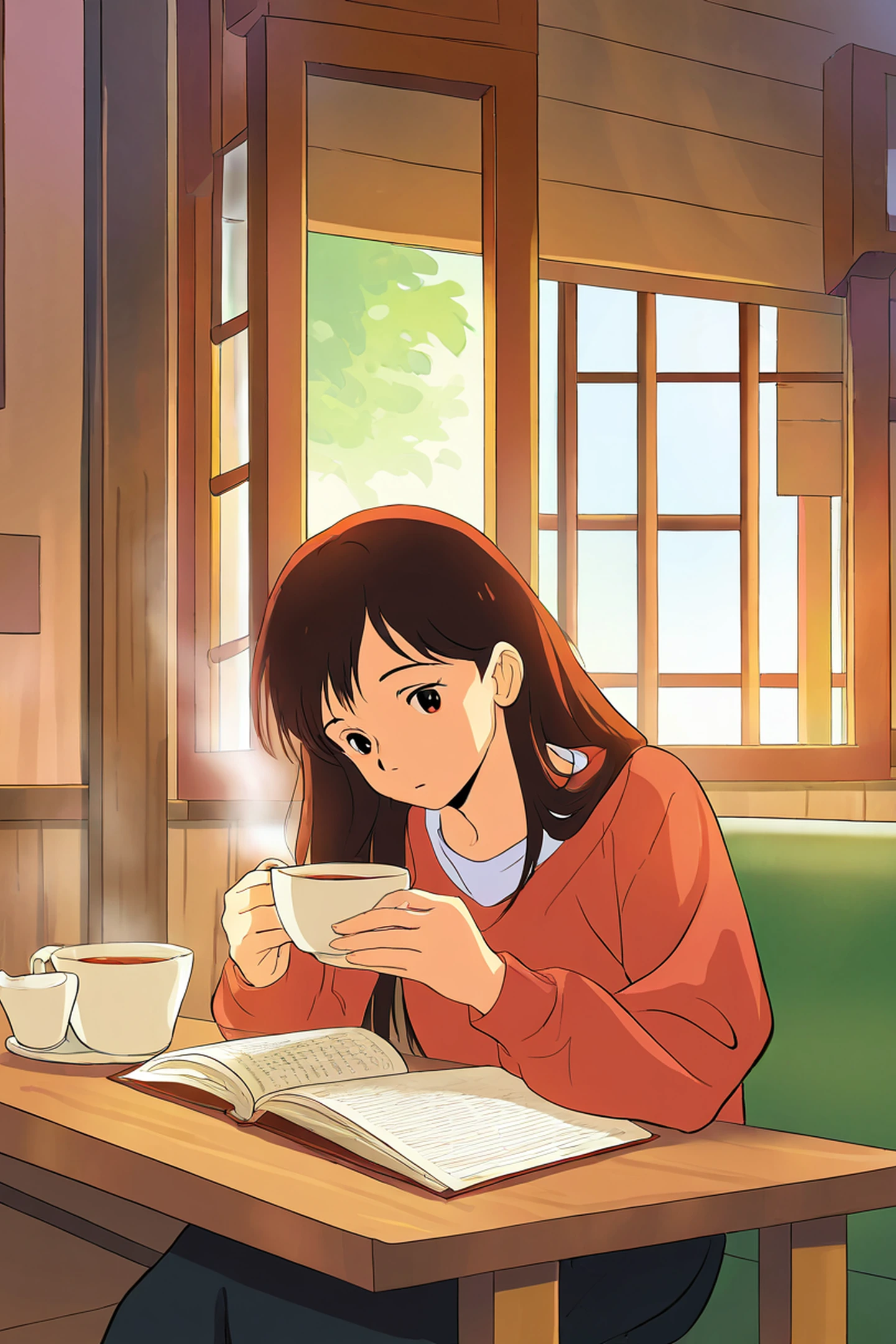 Girl Cafe Japan lofi wallpaper