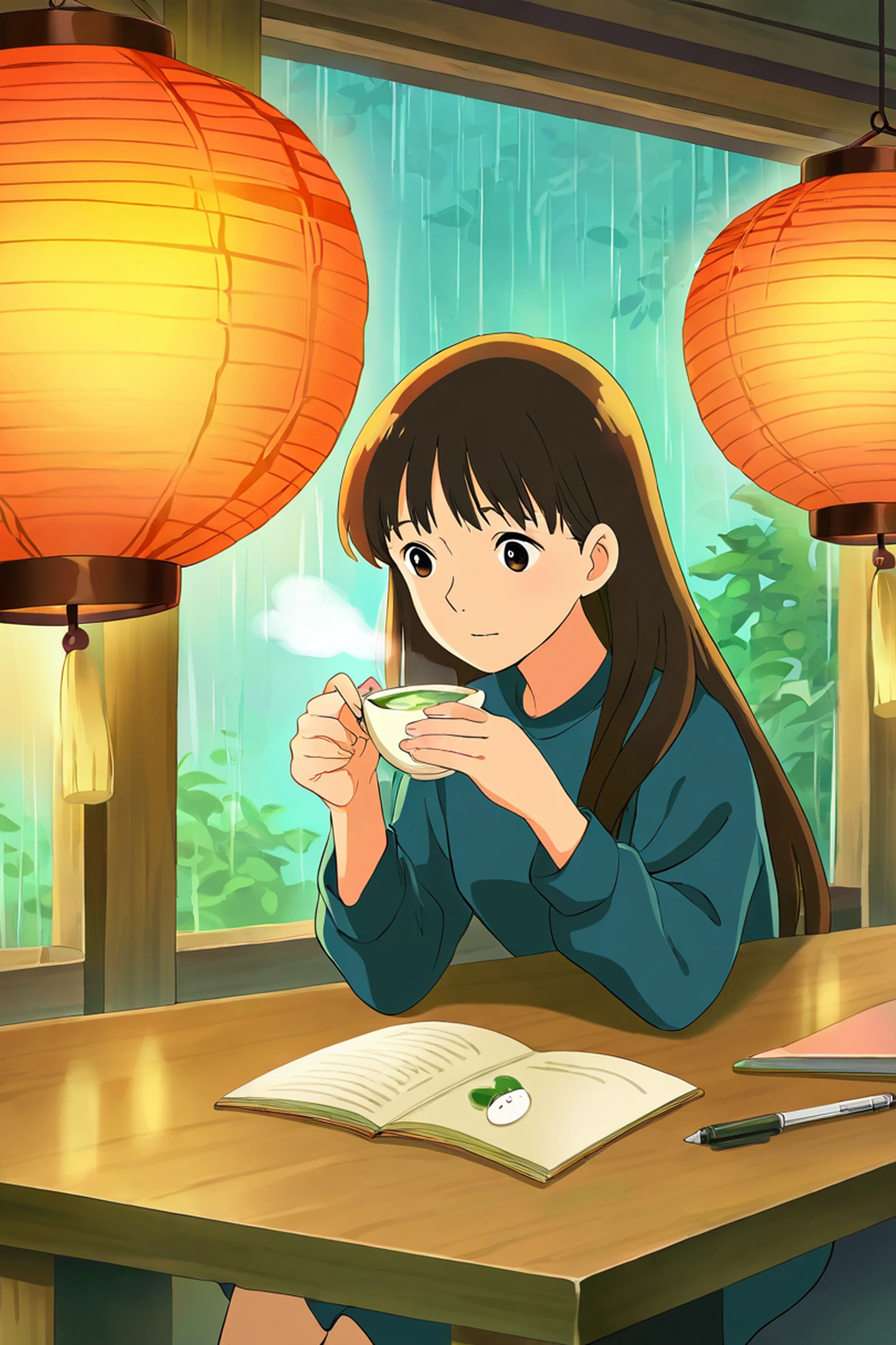 Girl Cafe Japan lofi wallpaper