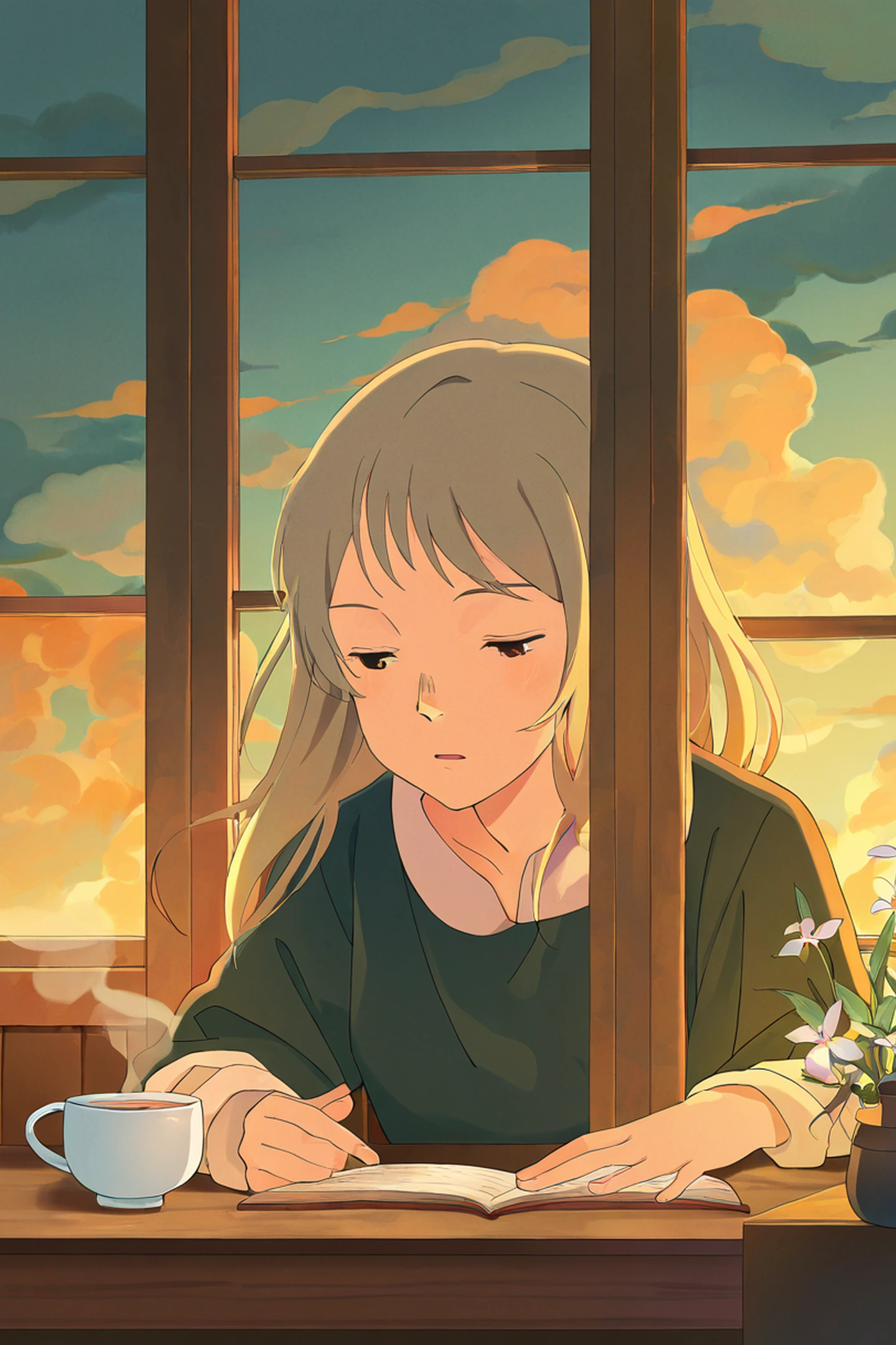 Girl Cafe Japan lofi wallpaper
