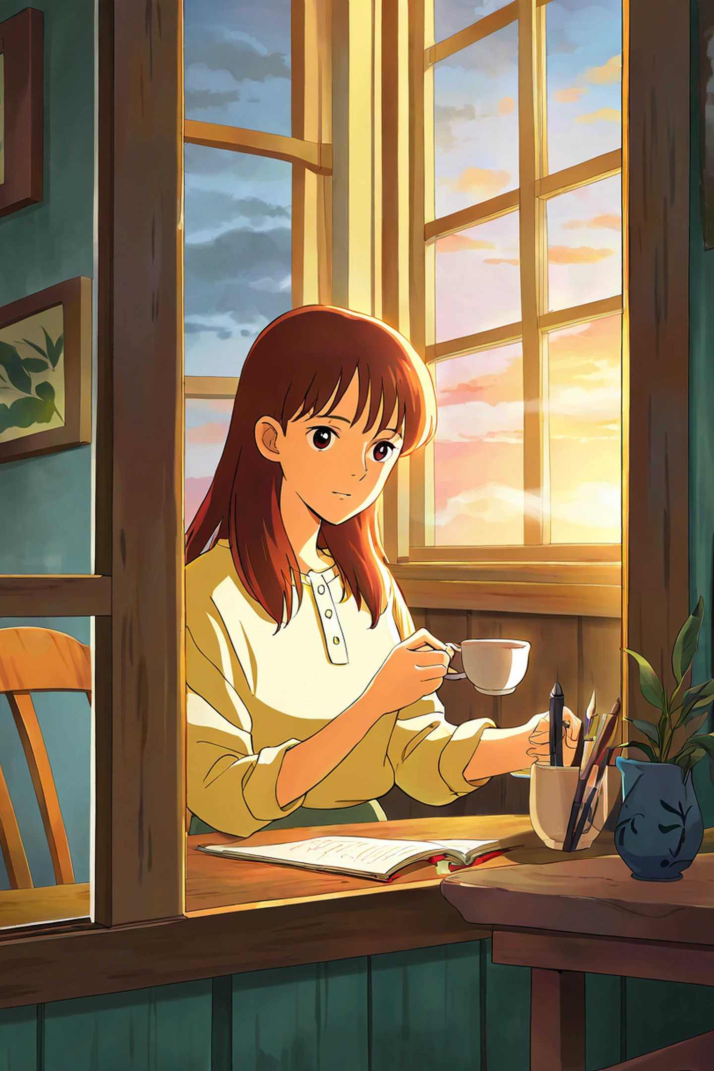 Girl Cafe Japan lofi wallpaper