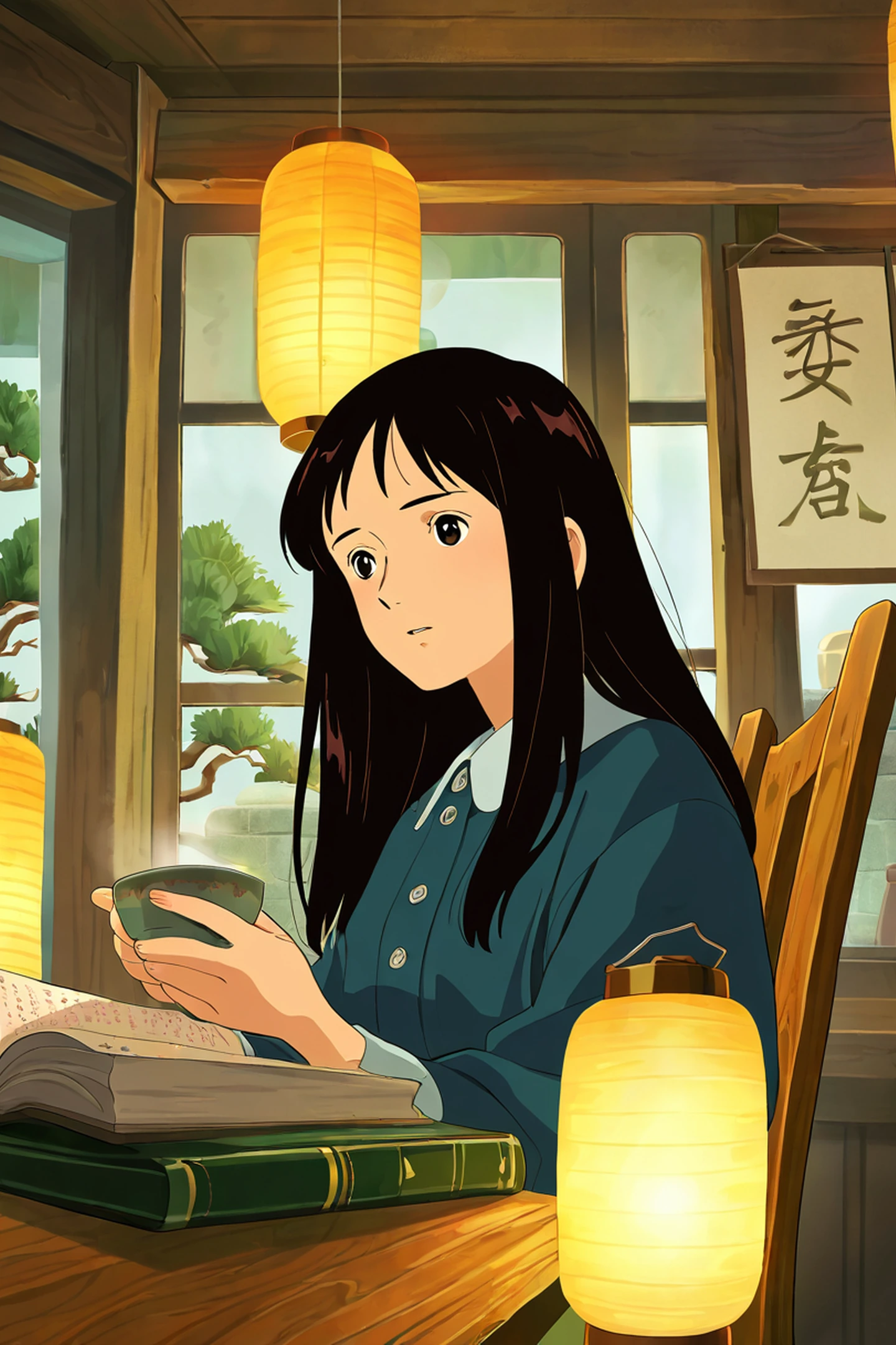 Girl Cafe Japan lofi wallpaper