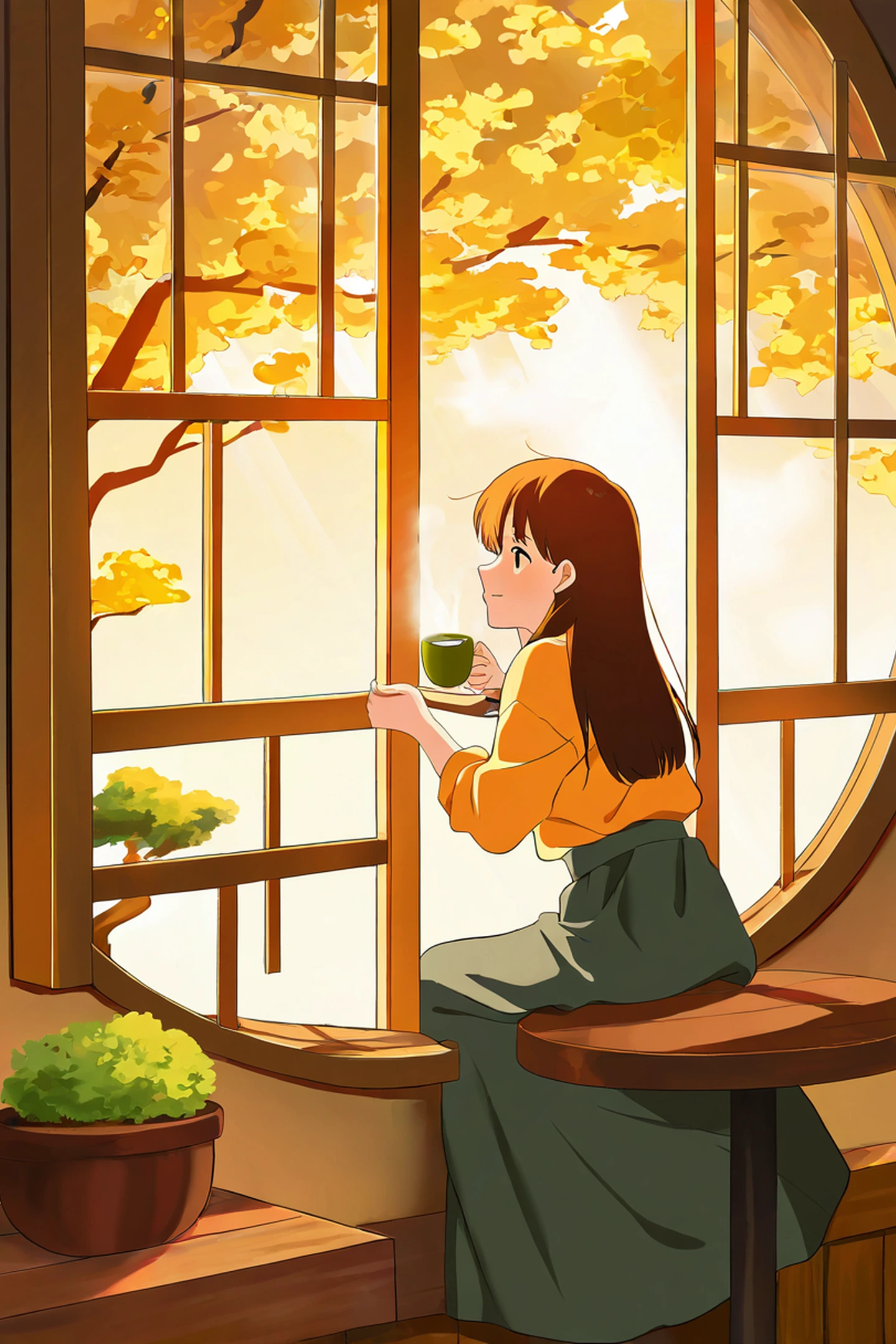 Girl Cafe Japan lofi wallpaper