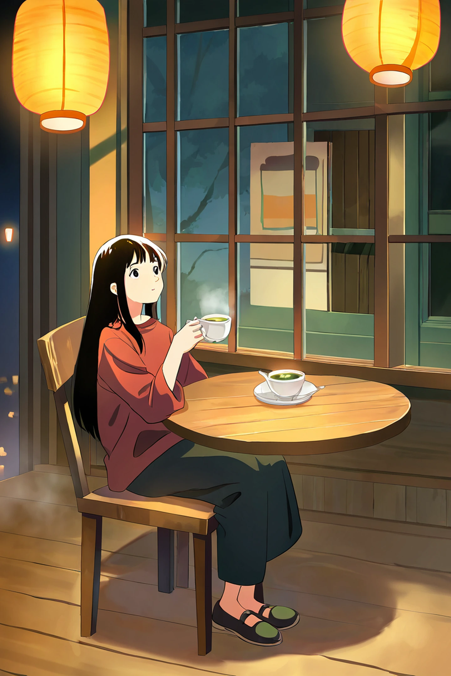 Girl Cafe Japan lofi wallpaper
