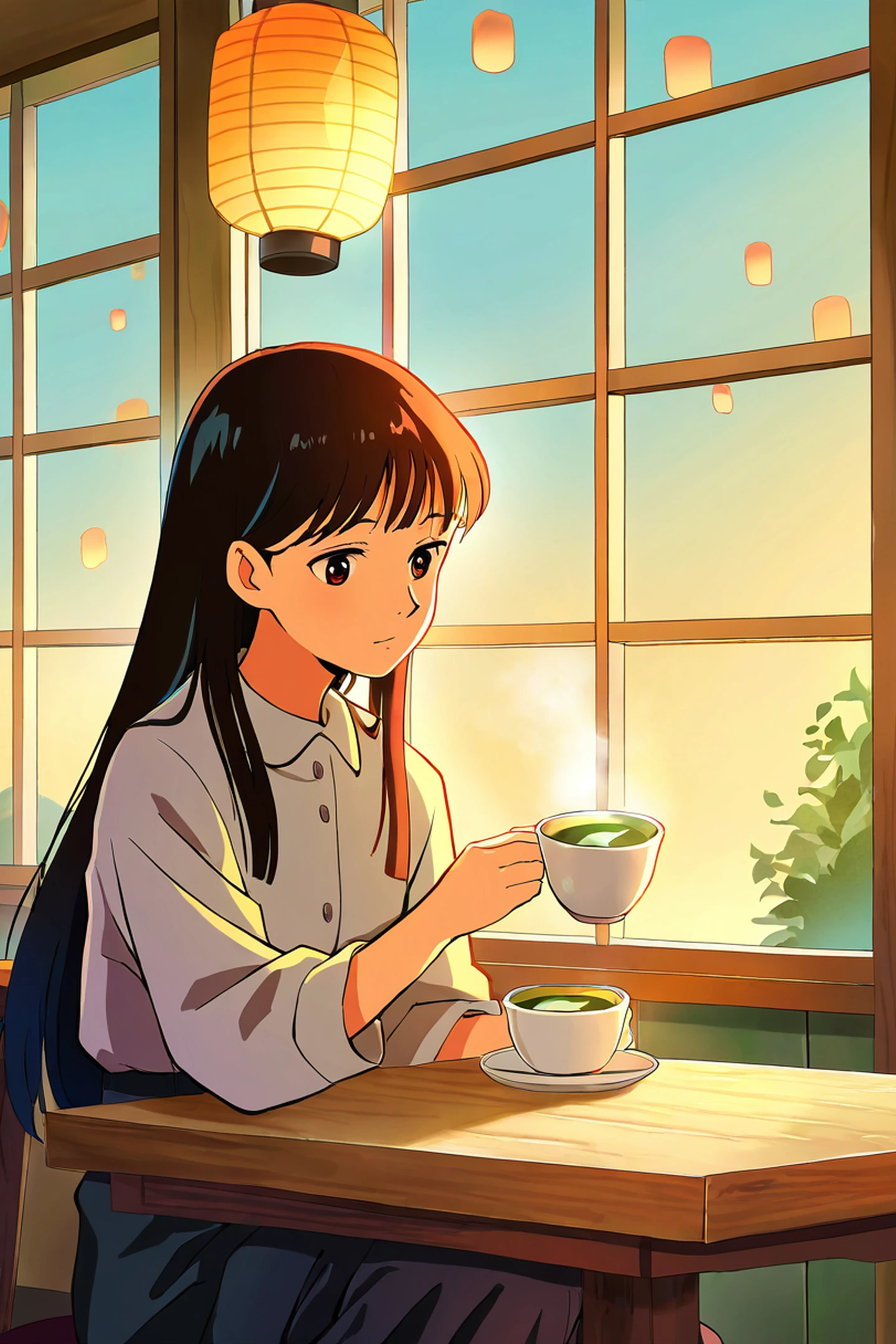Girl Cafe Japan lofi wallpaper