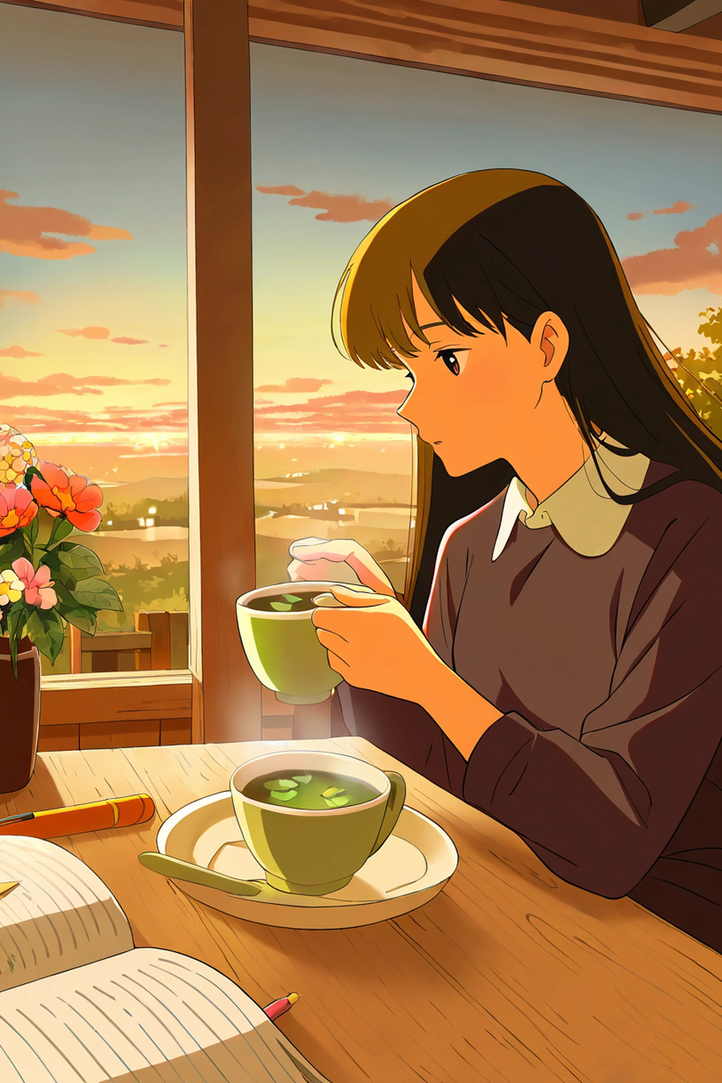 Girl Cafe Japan lofi wallpaper