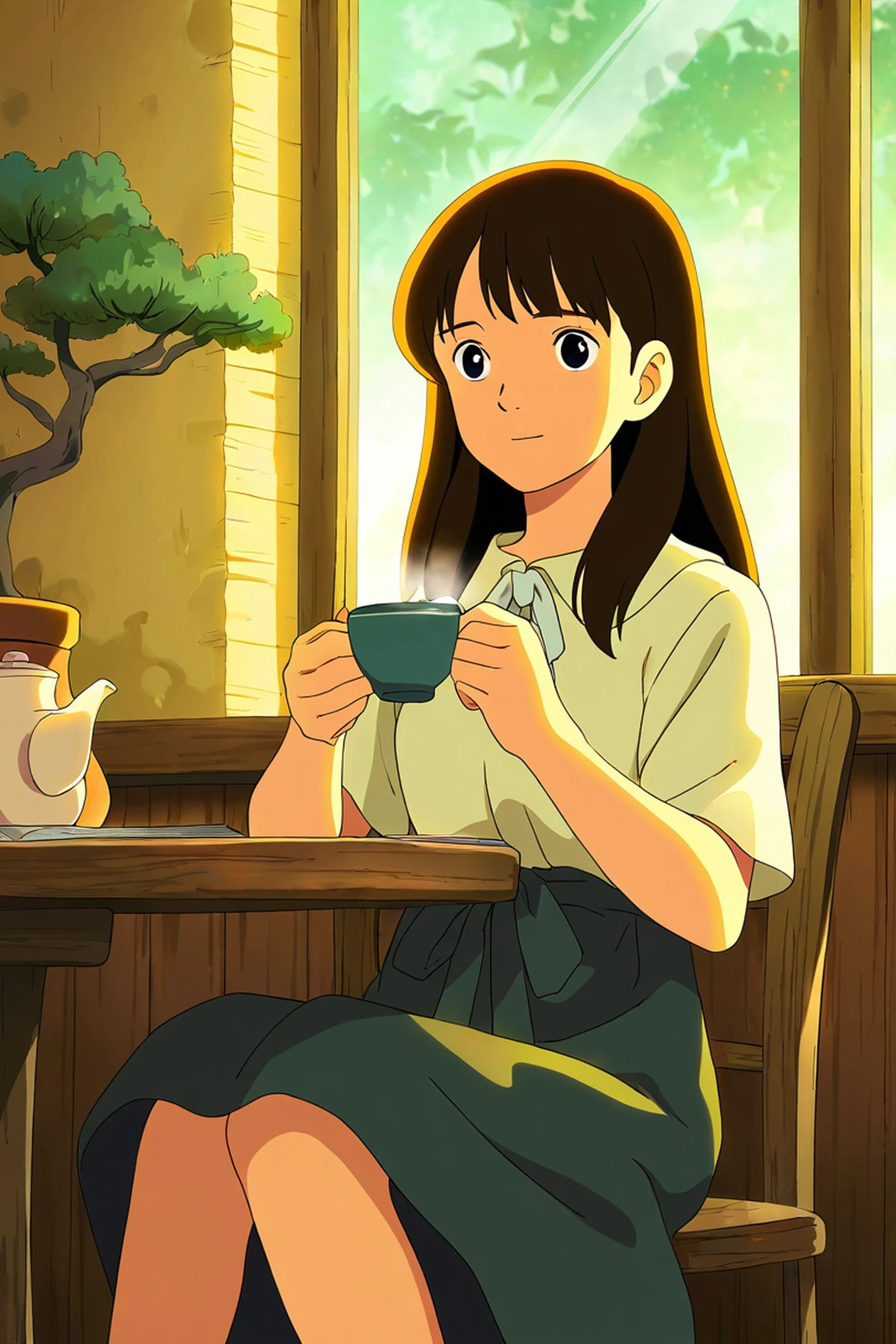Girl Cafe Japan lofi wallpaper
