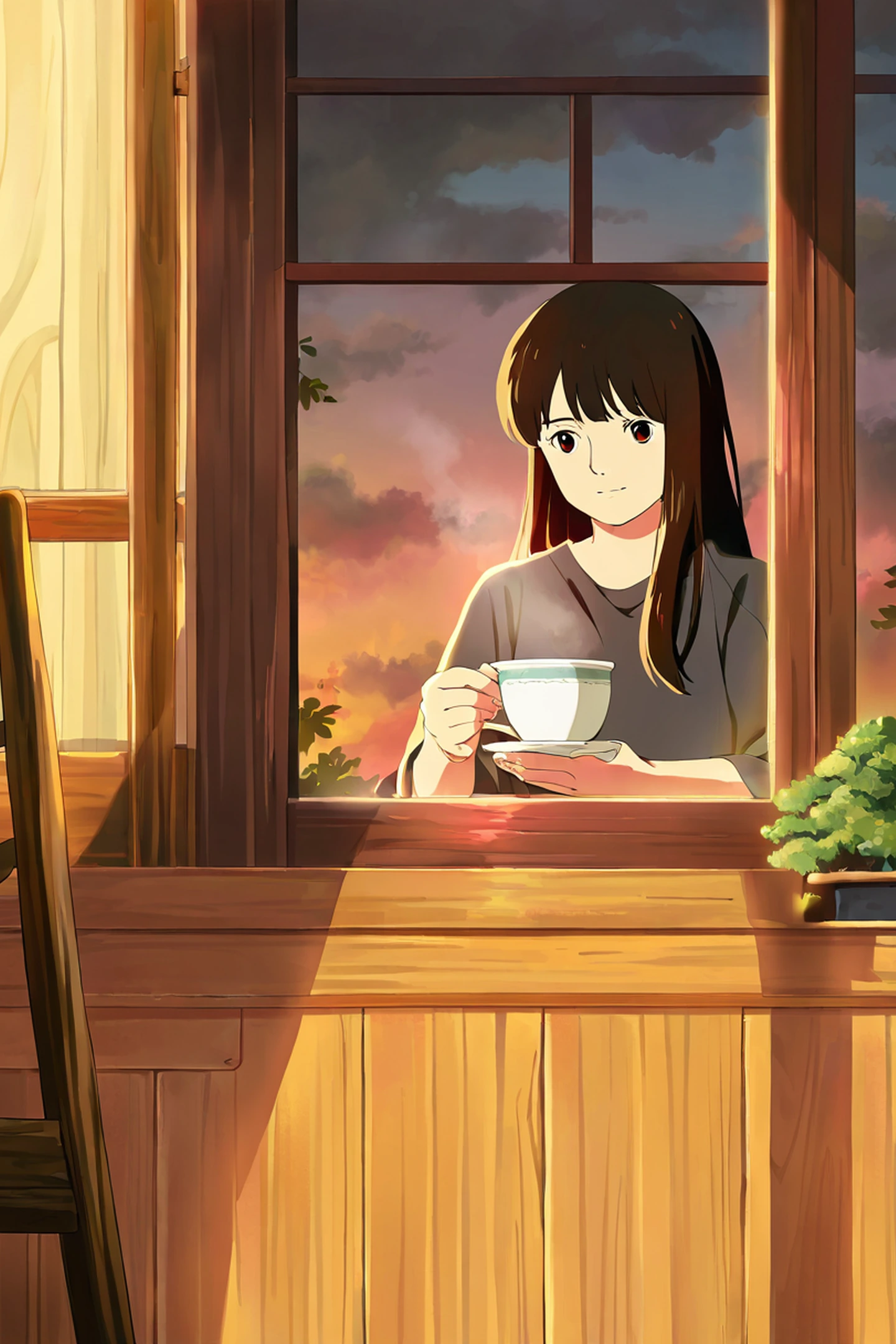 Girl Cafe Japan lofi wallpaper