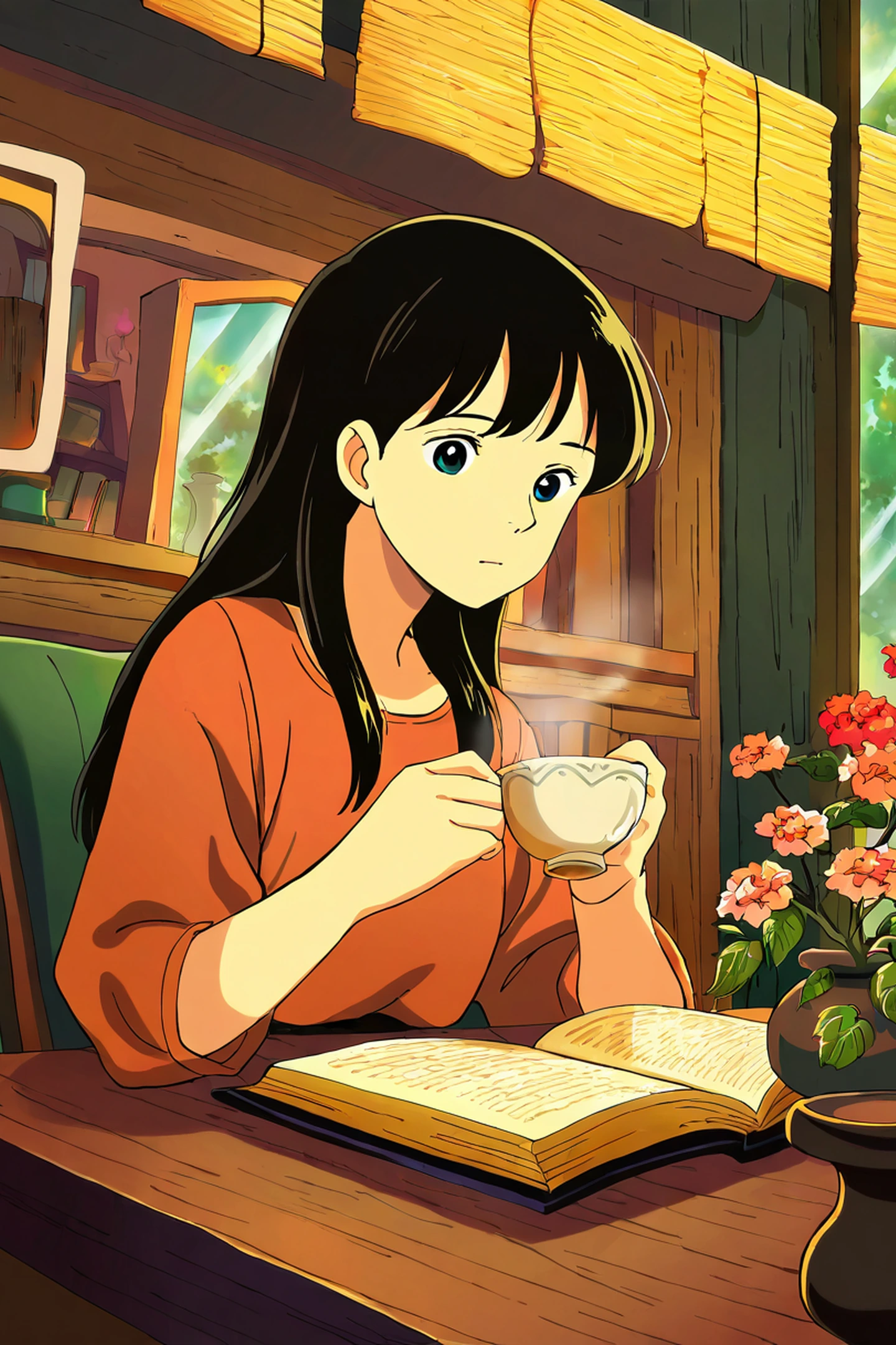 Girl Cafe Japan lofi wallpaper