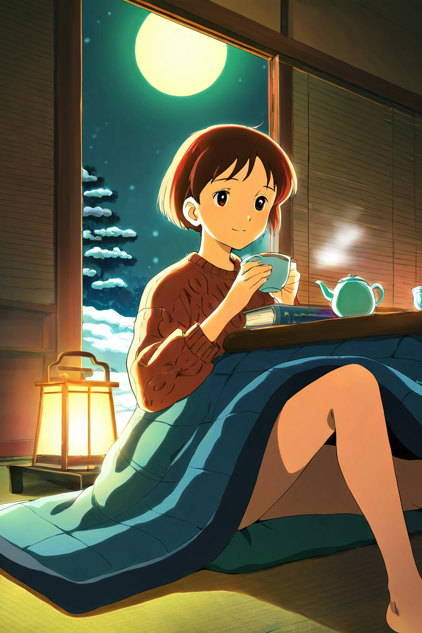 Girl Kotatsu Winter lofi wallpaper