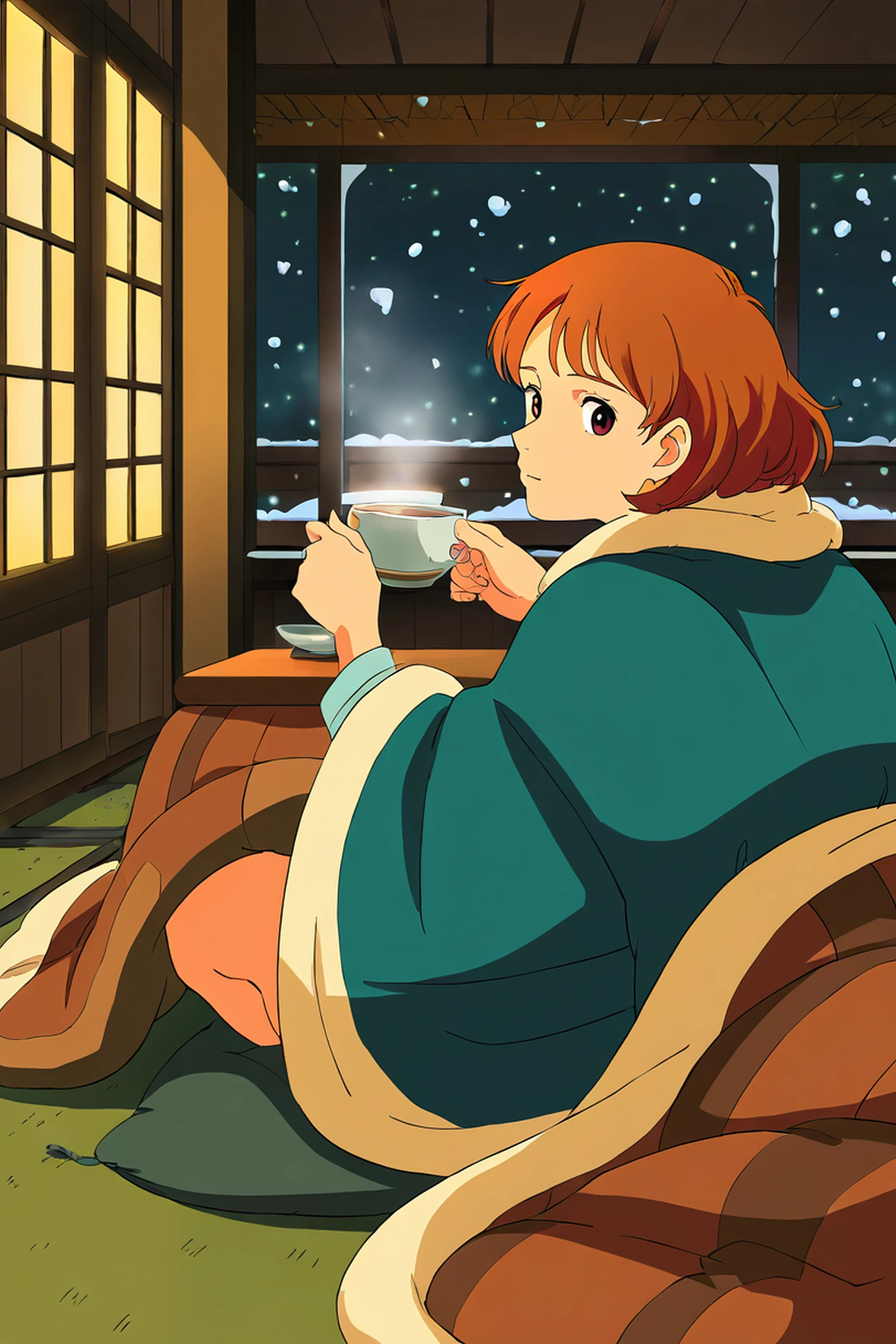Girl Kotatsu Winter lofi wallpaper