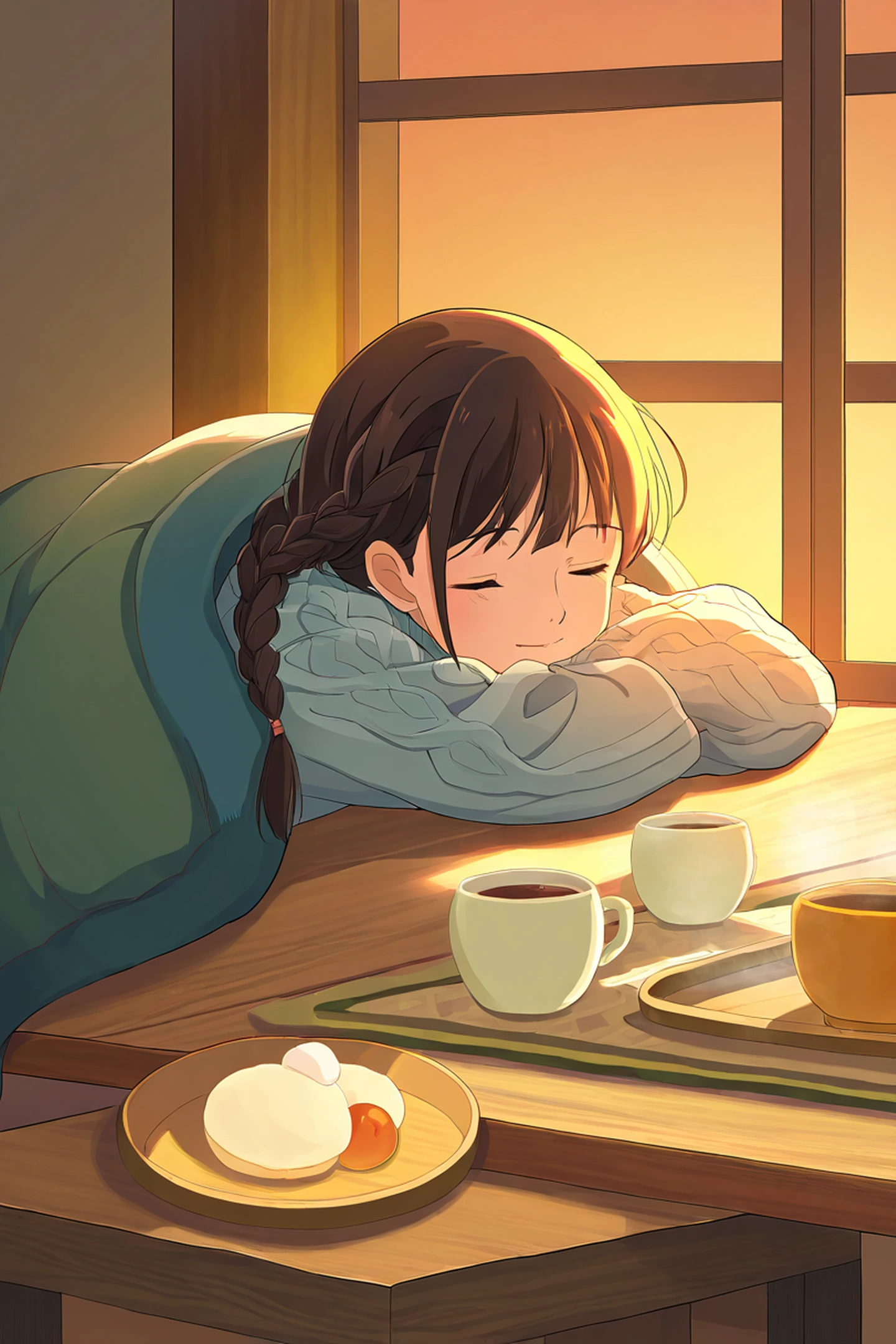 Girl Kotatsu Winter lofi wallpaper