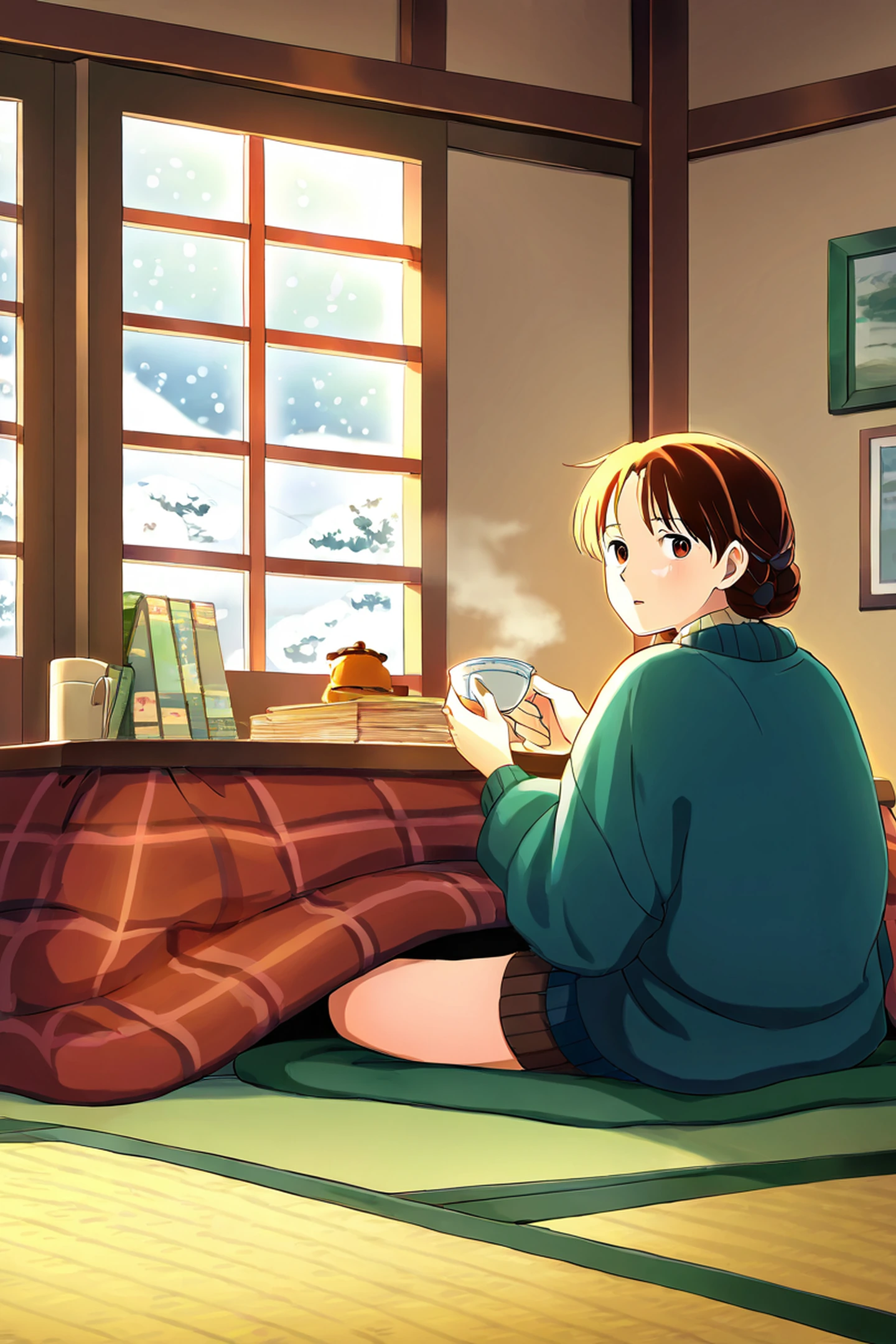 Girl Kotatsu Winter lofi wallpaper