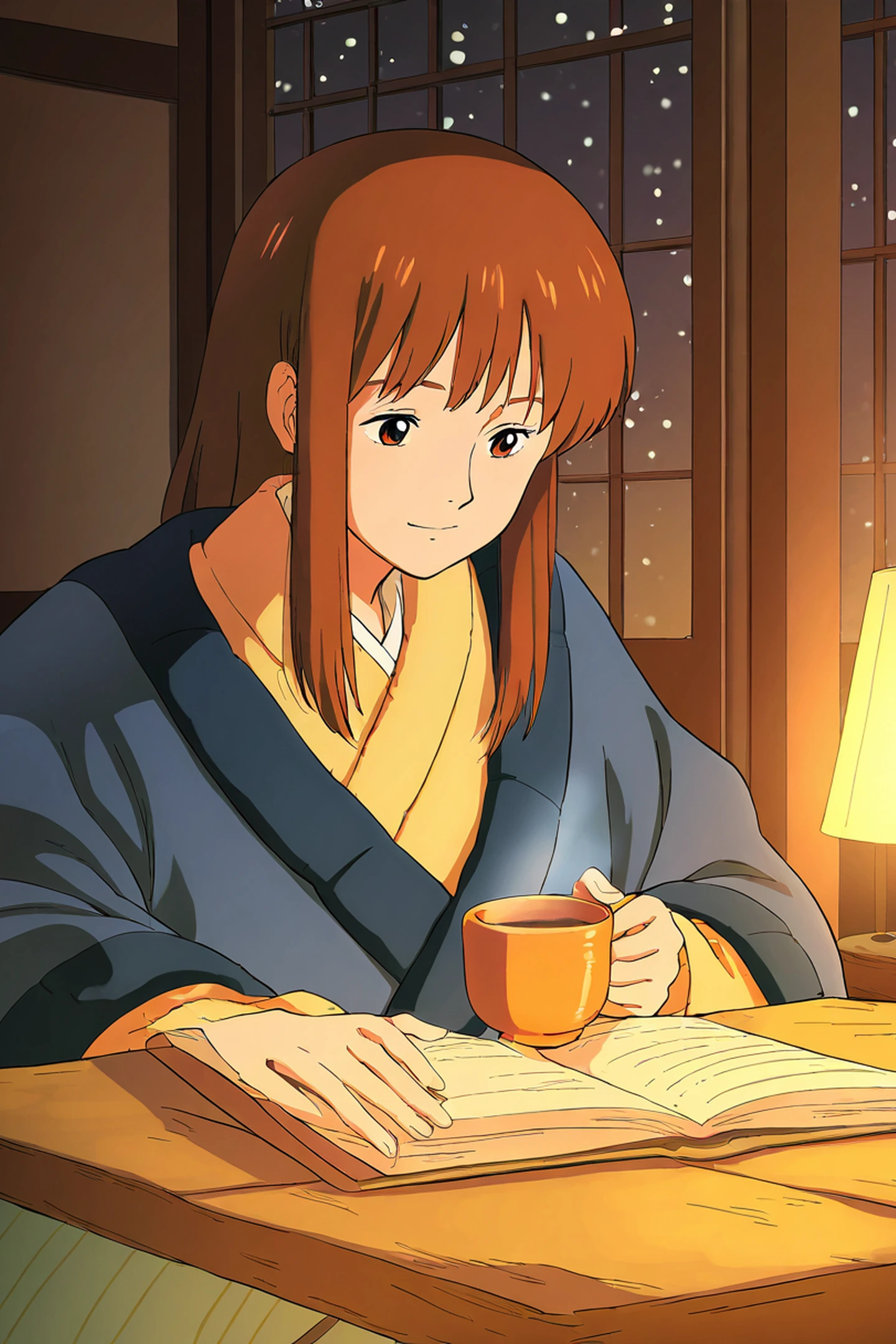 Girl Kotatsu Winter lofi wallpaper