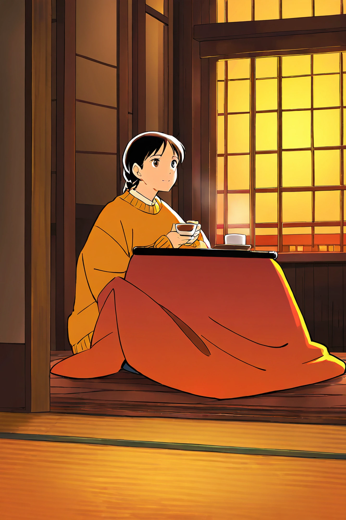 Girl Kotatsu Winter lofi wallpaper