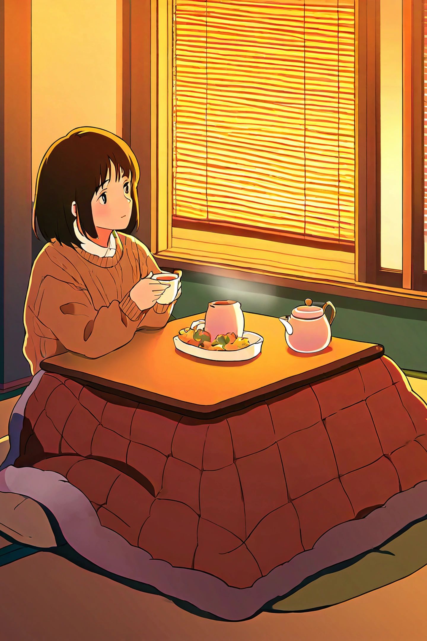 Girl Kotatsu Winter lofi wallpaper