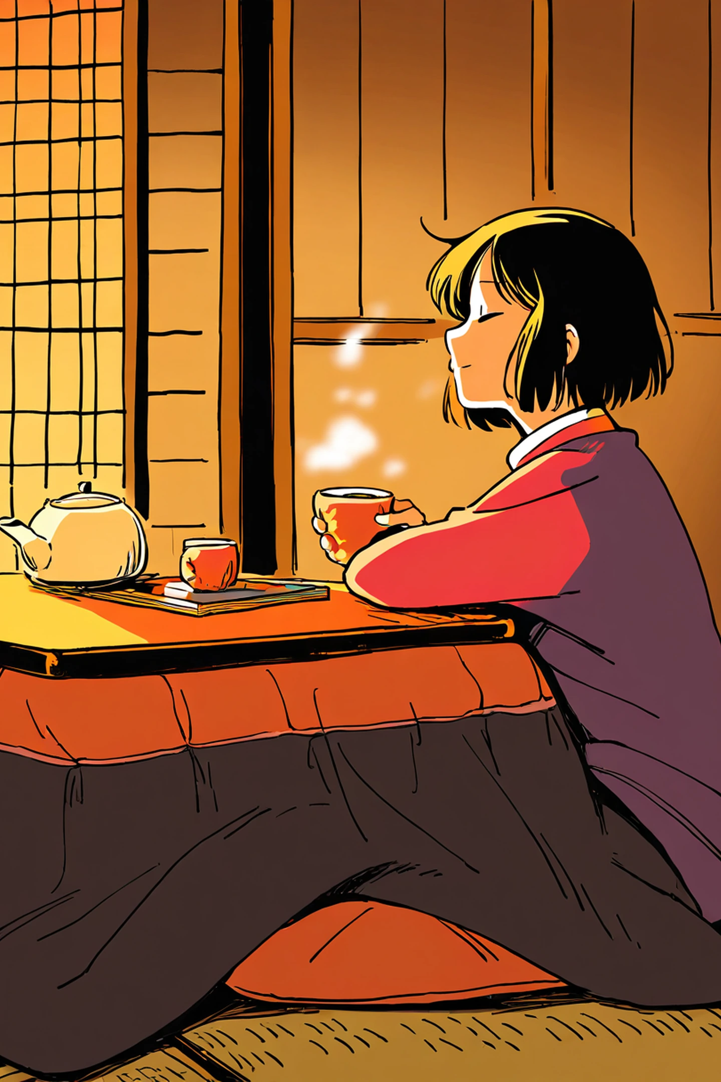 Girl Kotatsu Winter lofi wallpaper