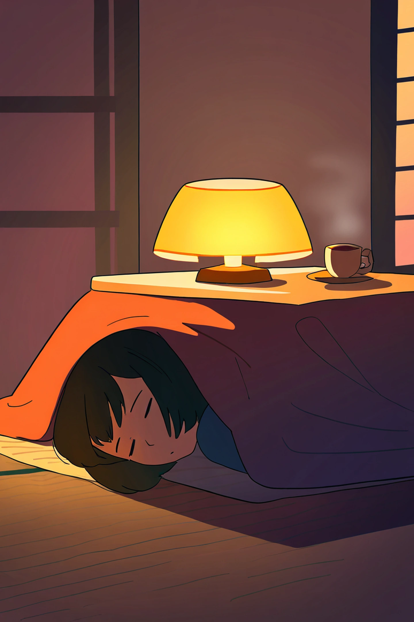 Girl Kotatsu Winter lofi wallpaper