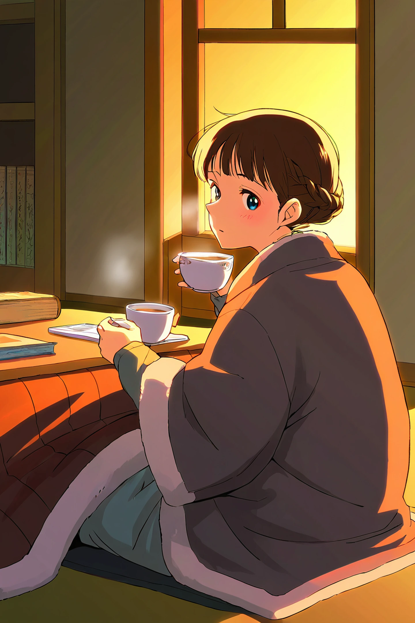 Girl Kotatsu Winter lofi wallpaper
