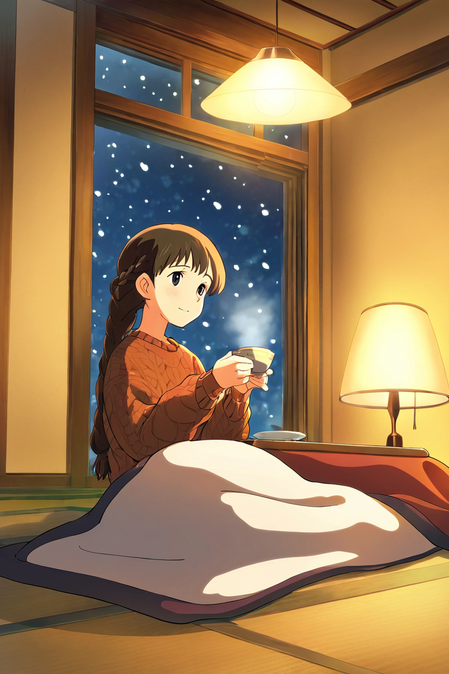 Girl Kotatsu Winter lofi wallpaper