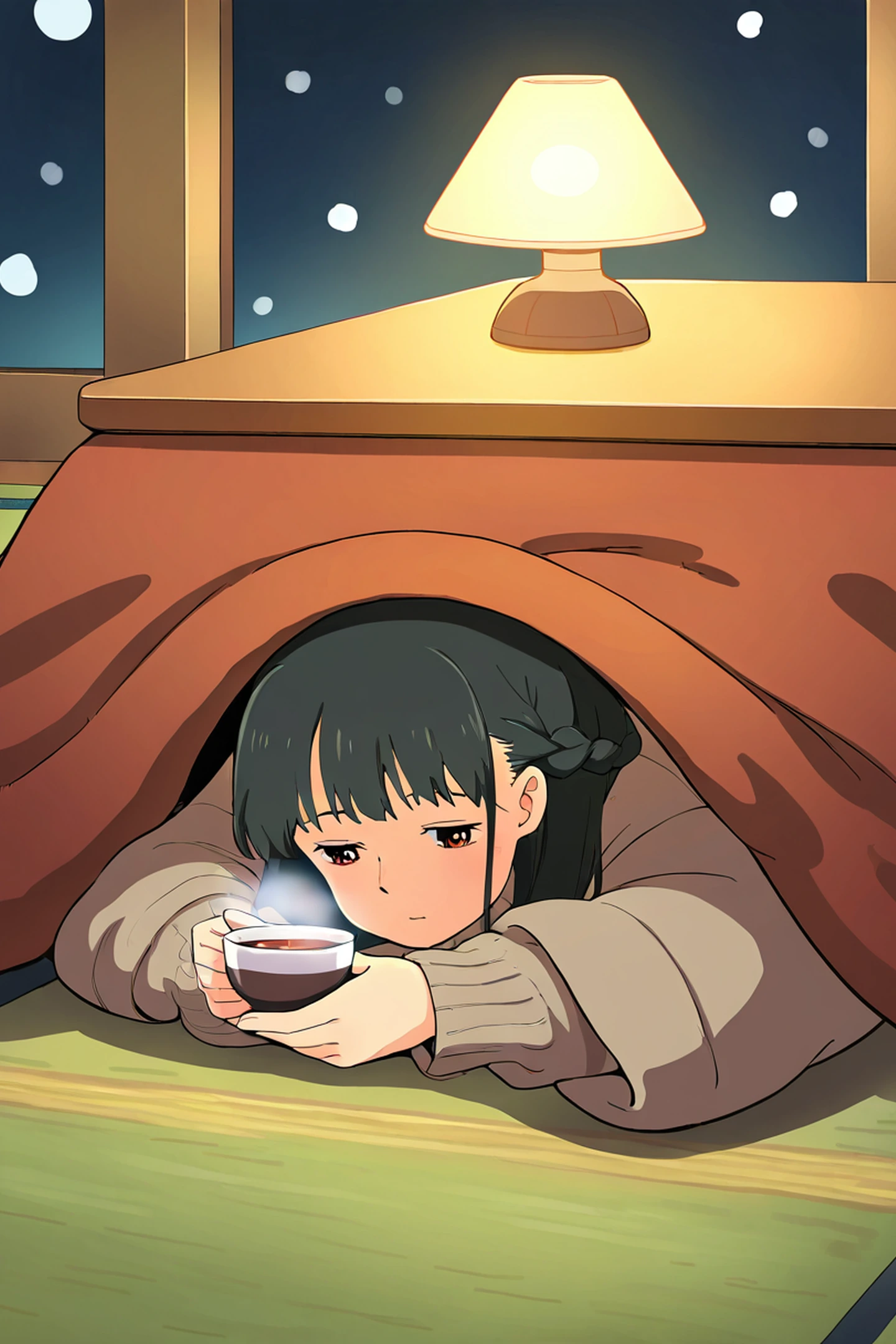 Girl Kotatsu Winter lofi wallpaper