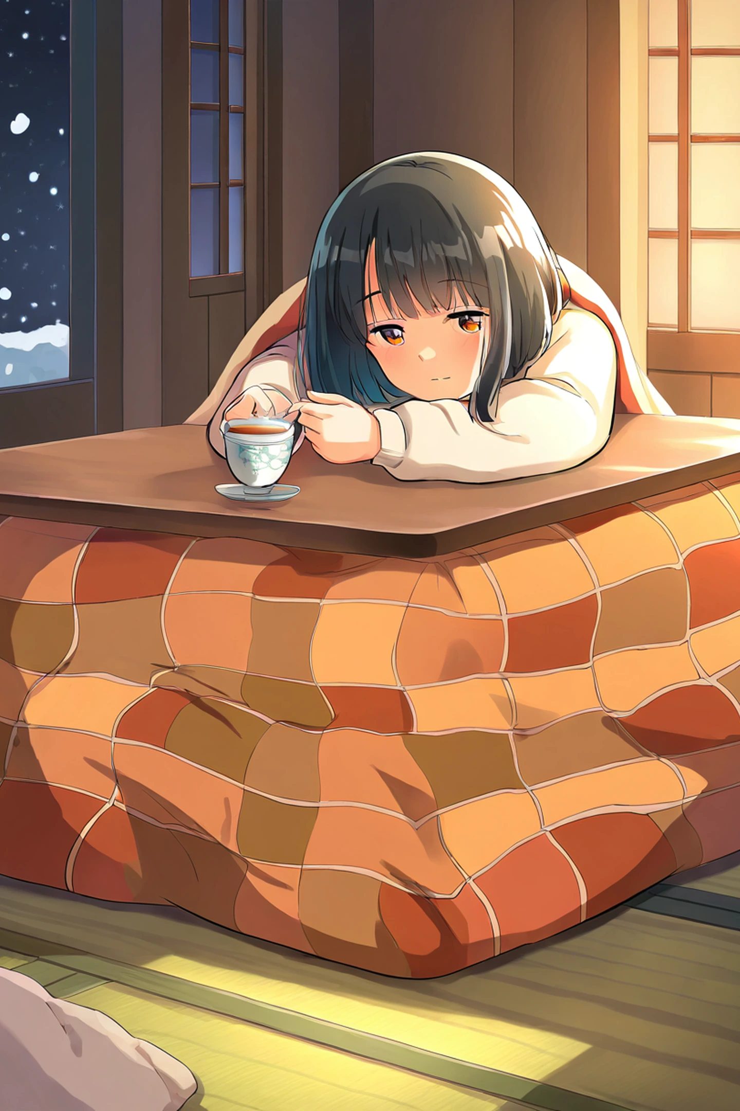 Girl Kotatsu Winter lofi wallpaper