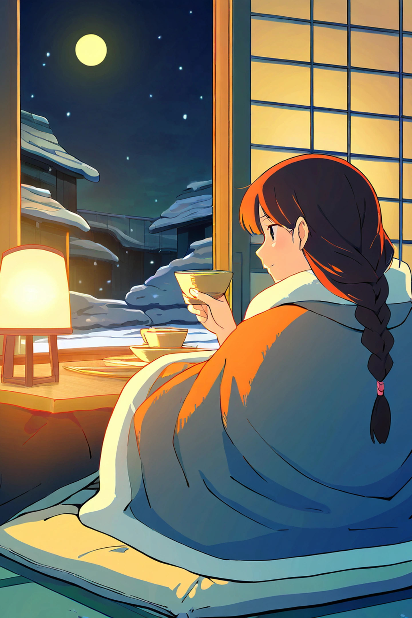Girl Kotatsu Winter lofi wallpaper