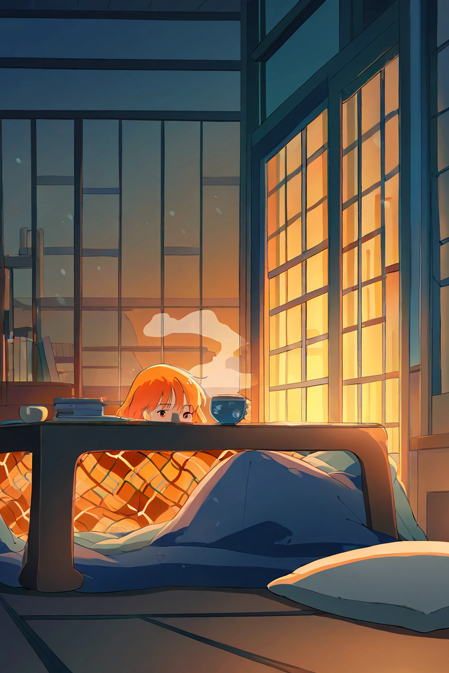 Girl Kotatsu Winter lofi wallpaper