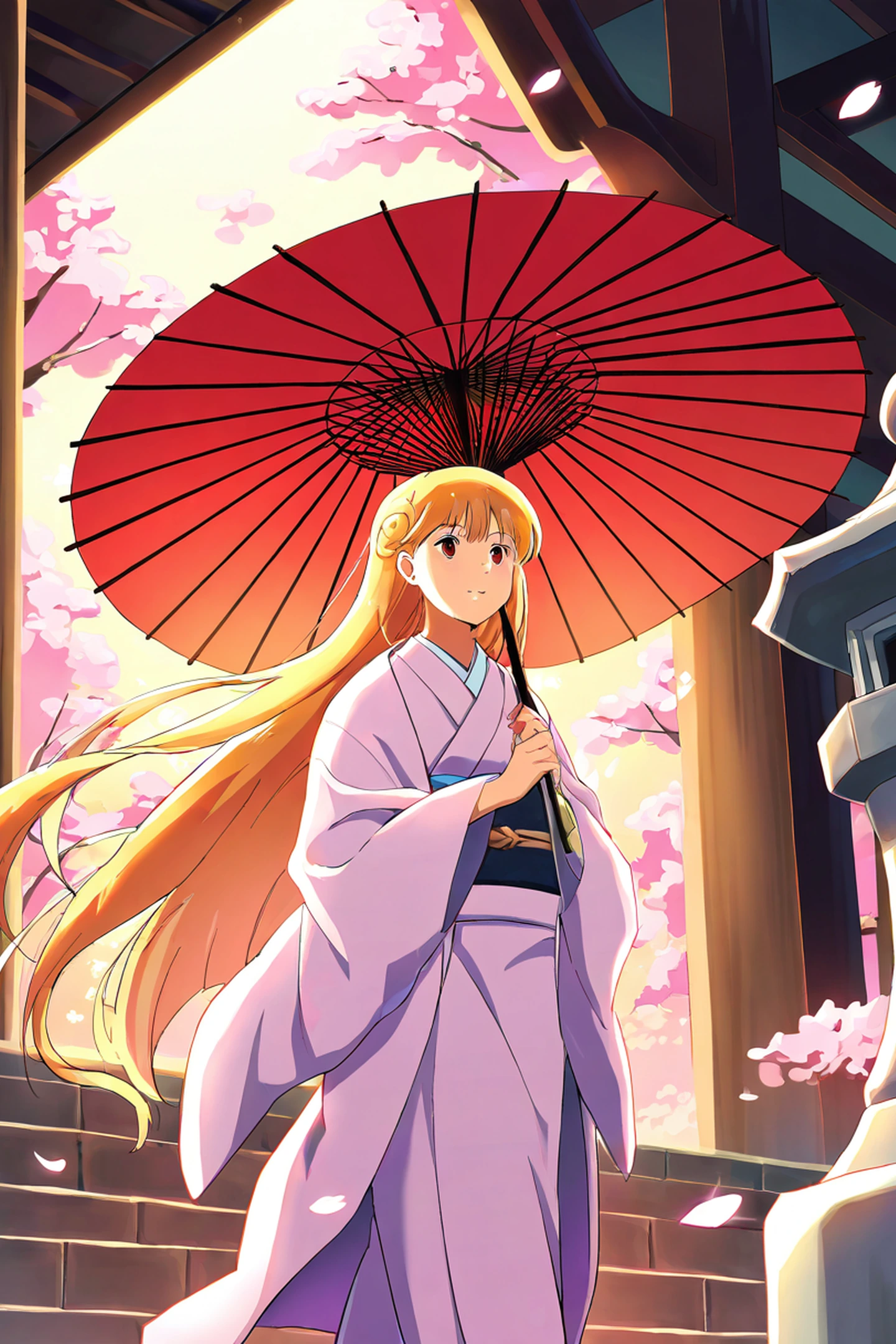 Girl Sakura Umbrella lofi wallpaper