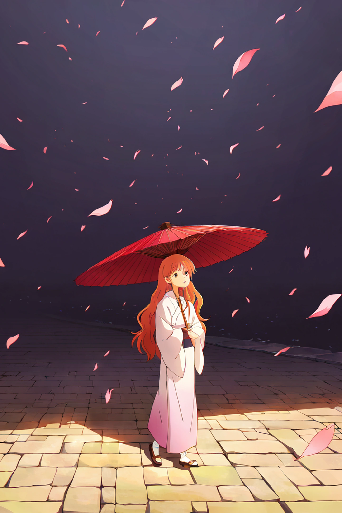 Girl Sakura Umbrella lofi wallpaper