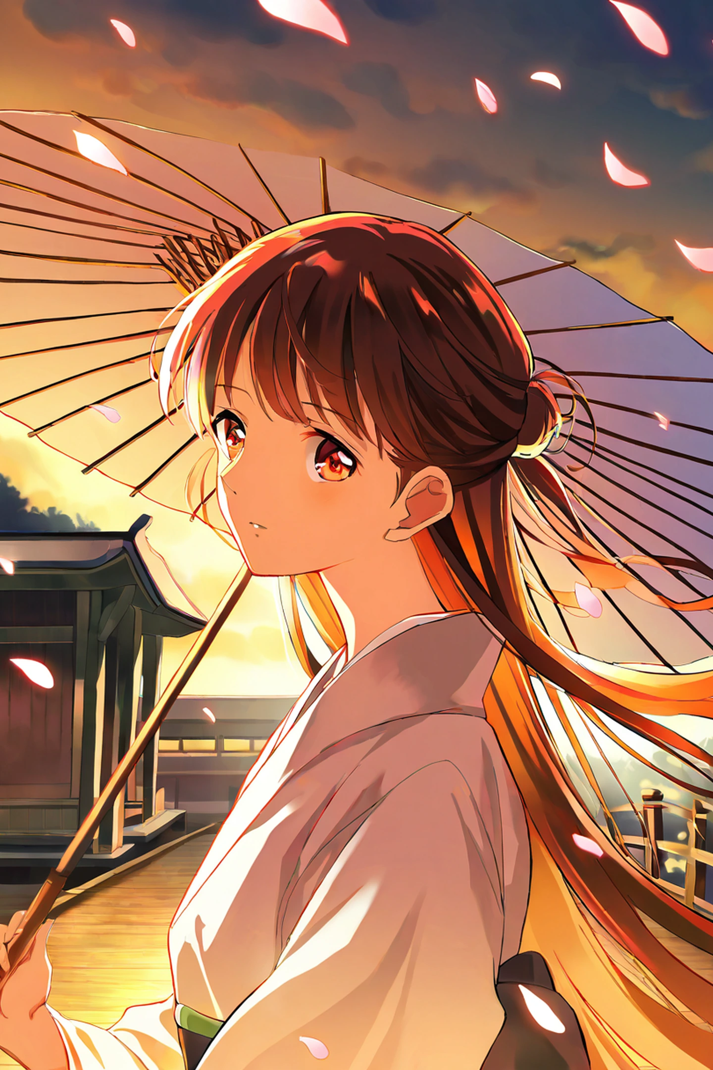 Girl Sakura Umbrella lofi wallpaper