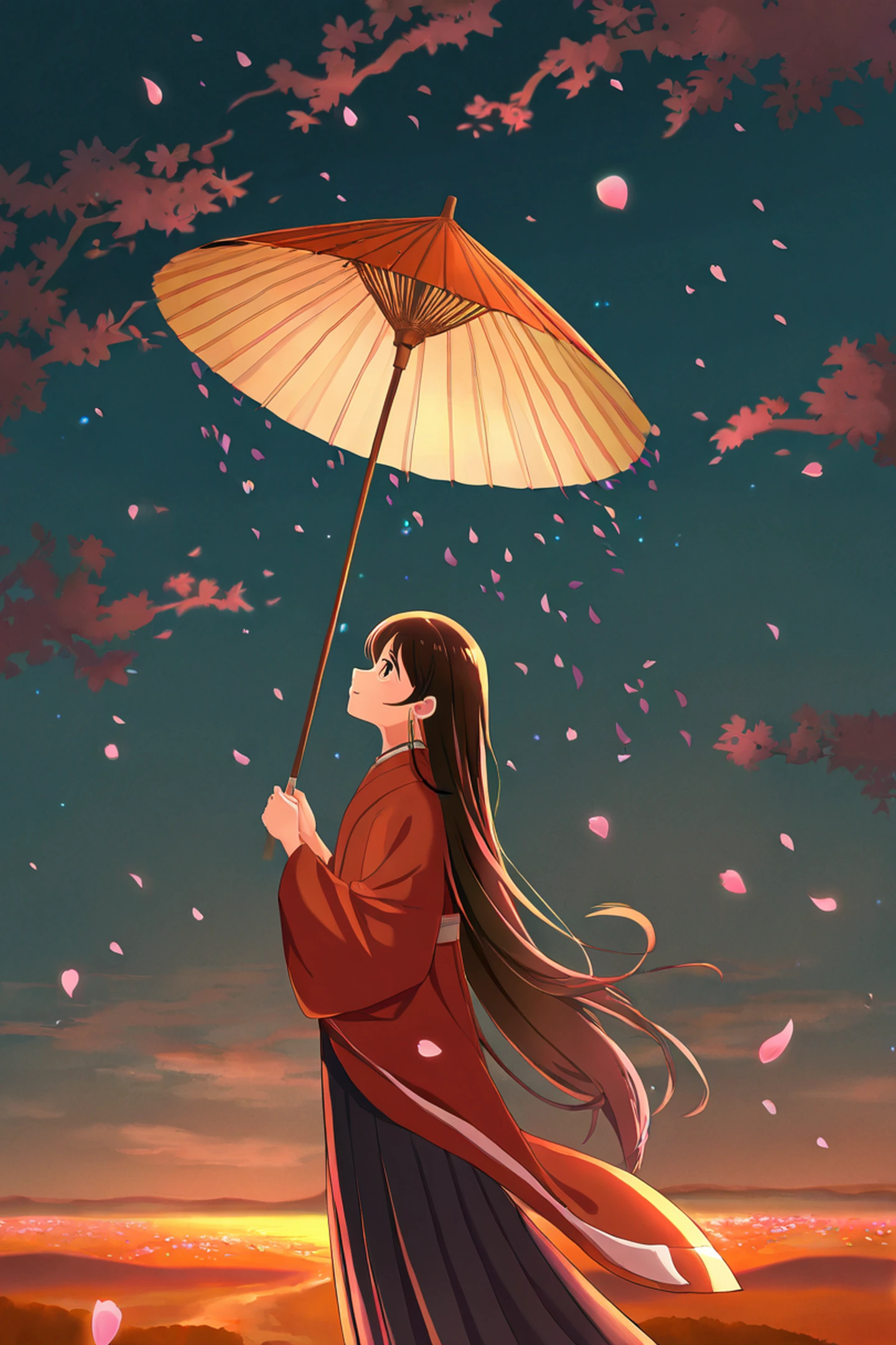 Girl Sakura Umbrella lofi wallpaper