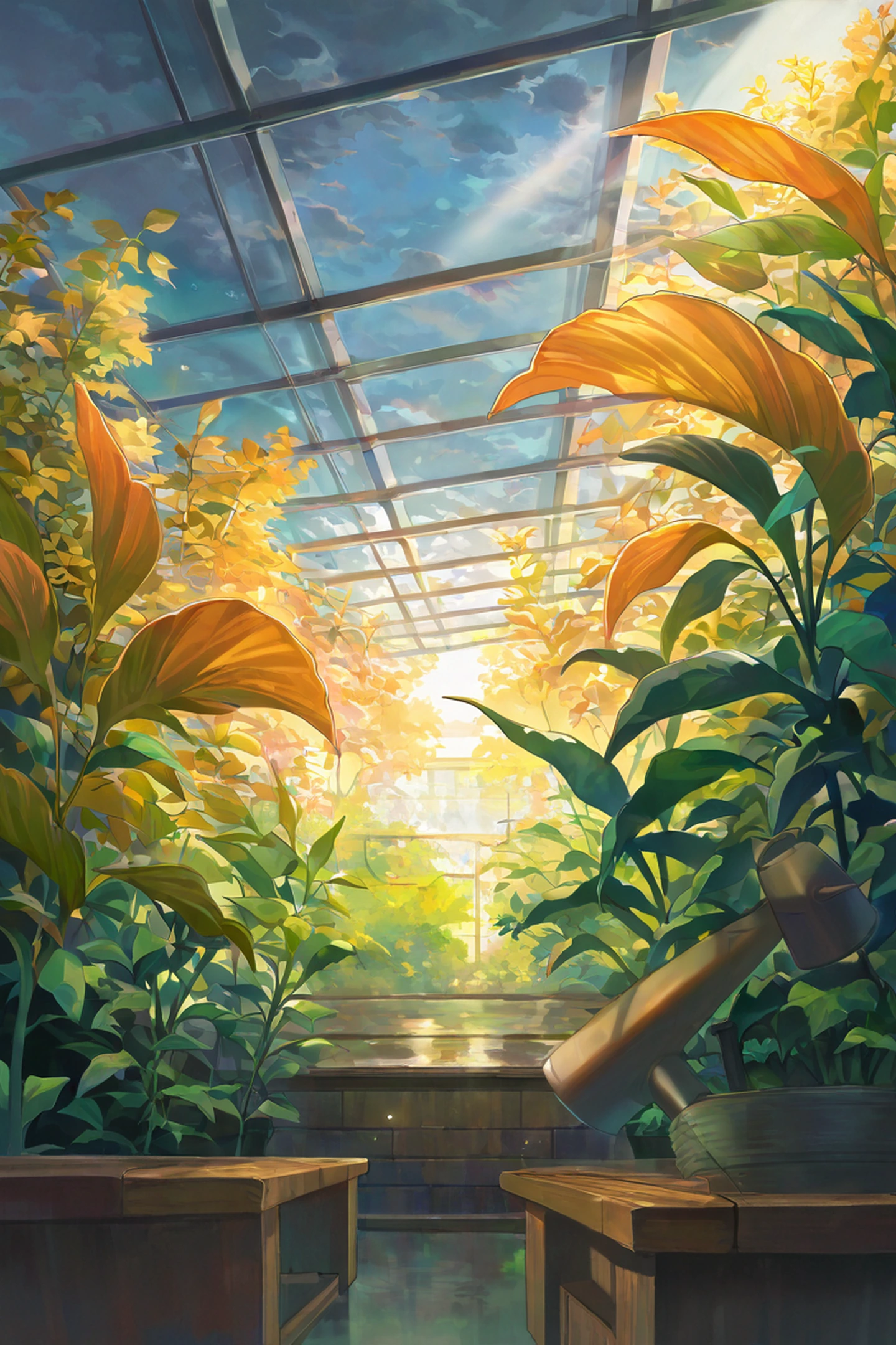 Greenhouse Morning lofi wallpaper