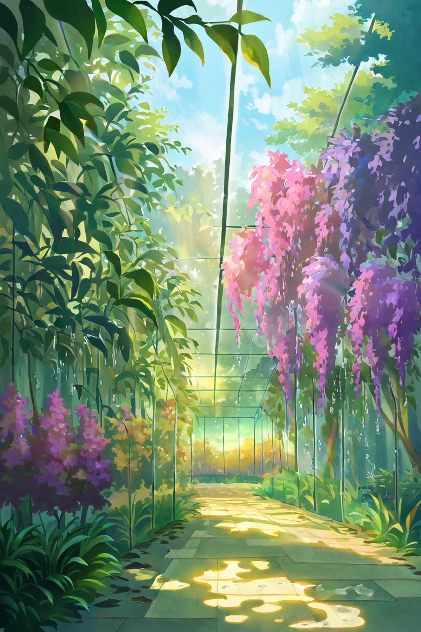 Greenhouse Morning lofi wallpaper