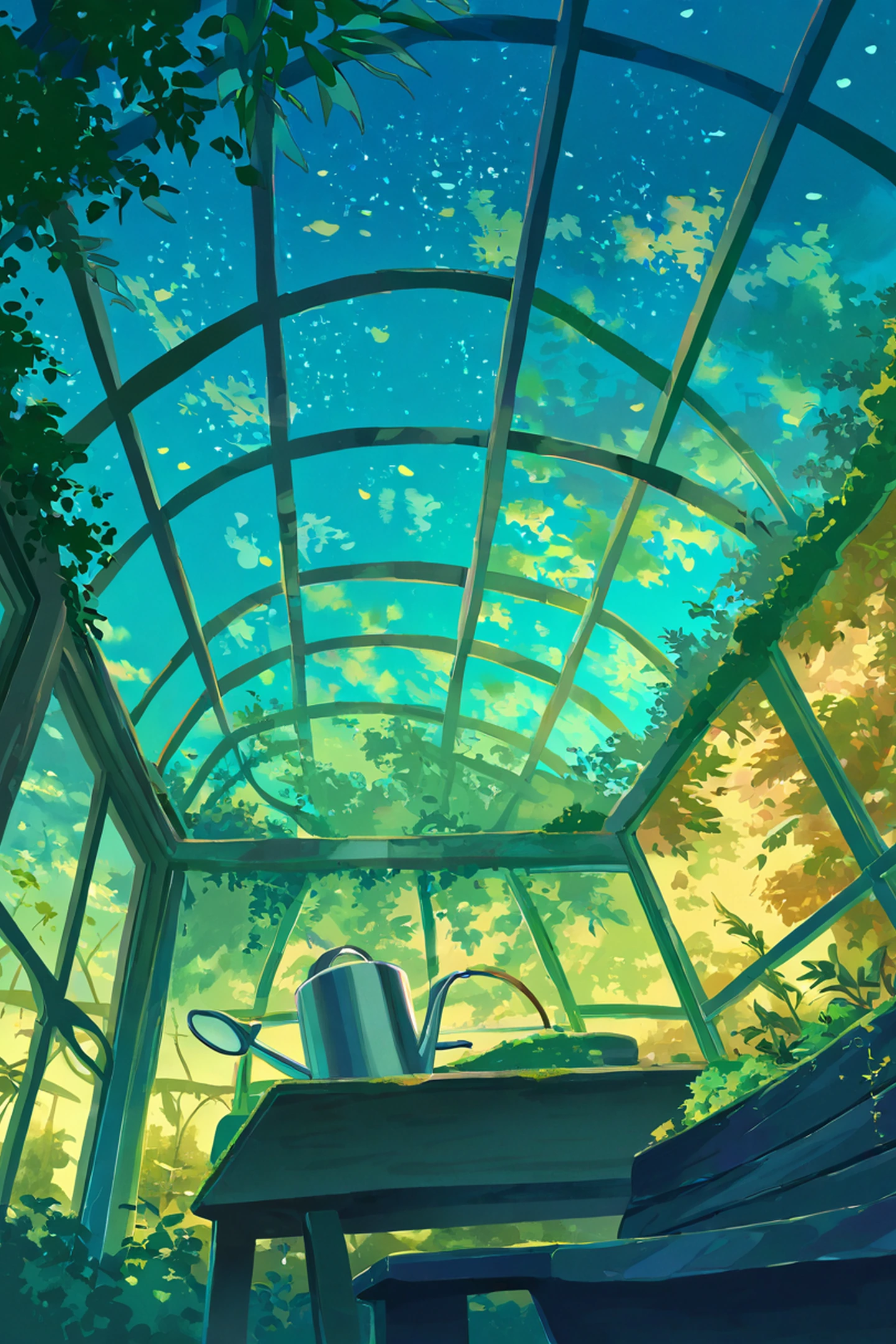 Greenhouse Morning lofi wallpaper