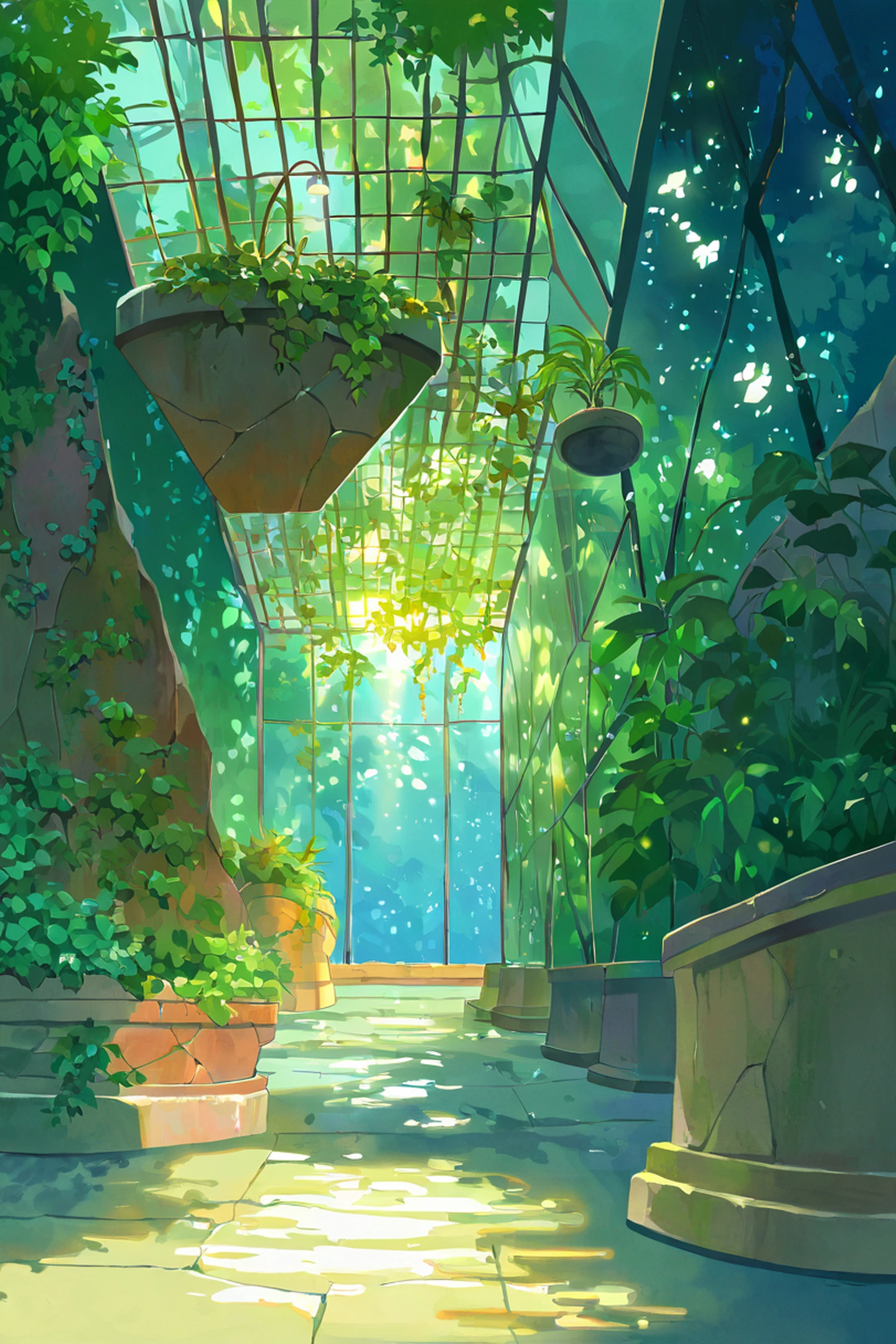 Greenhouse Morning lofi wallpaper