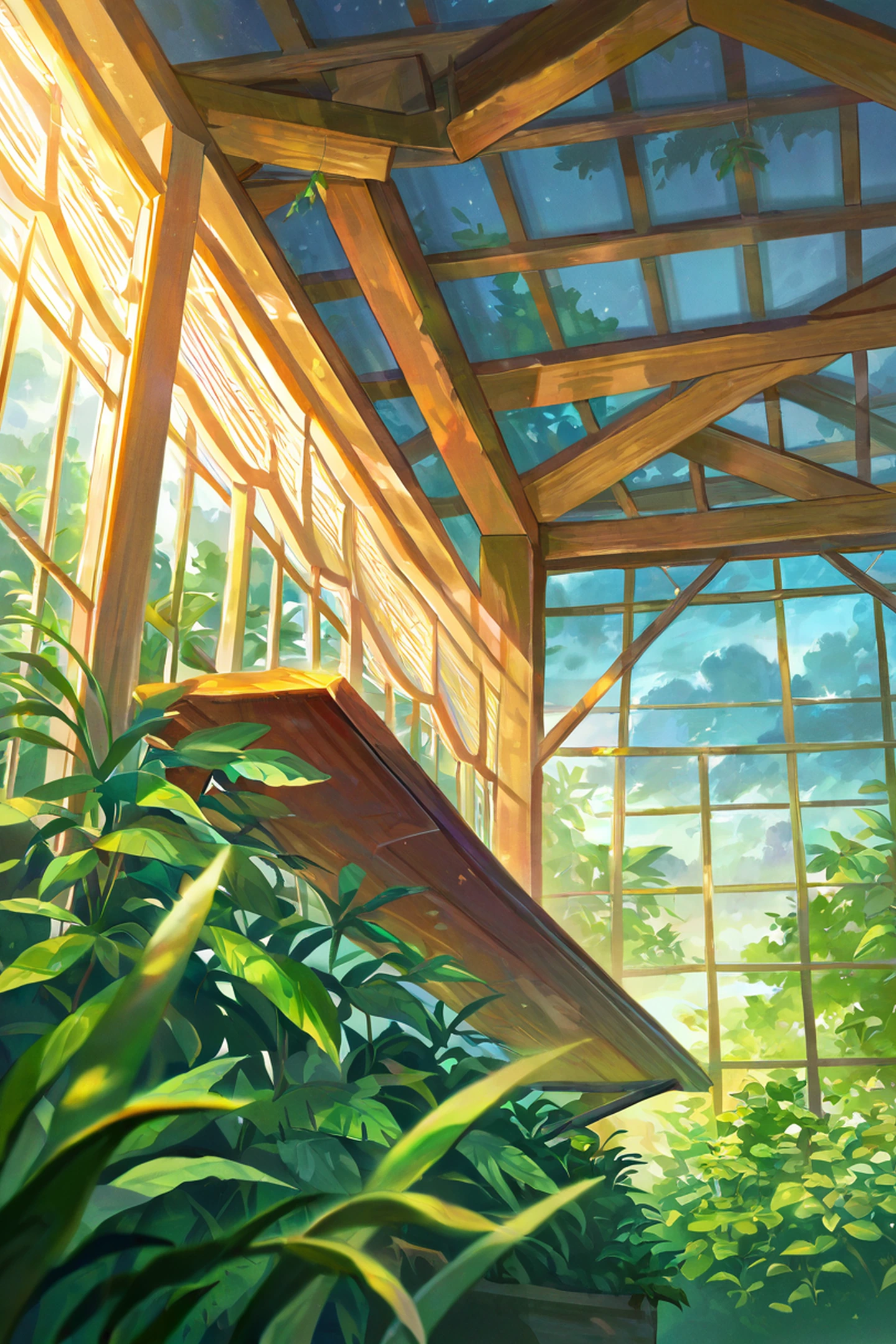 Greenhouse Morning lofi wallpaper