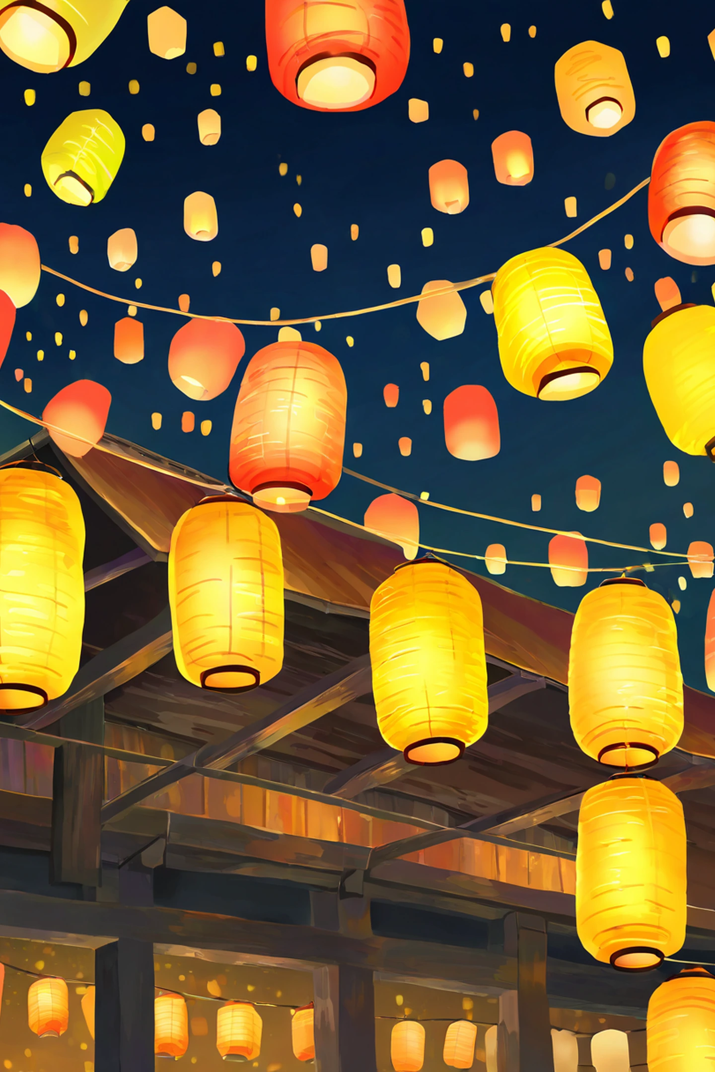 lantern festival night lofi wallpaper